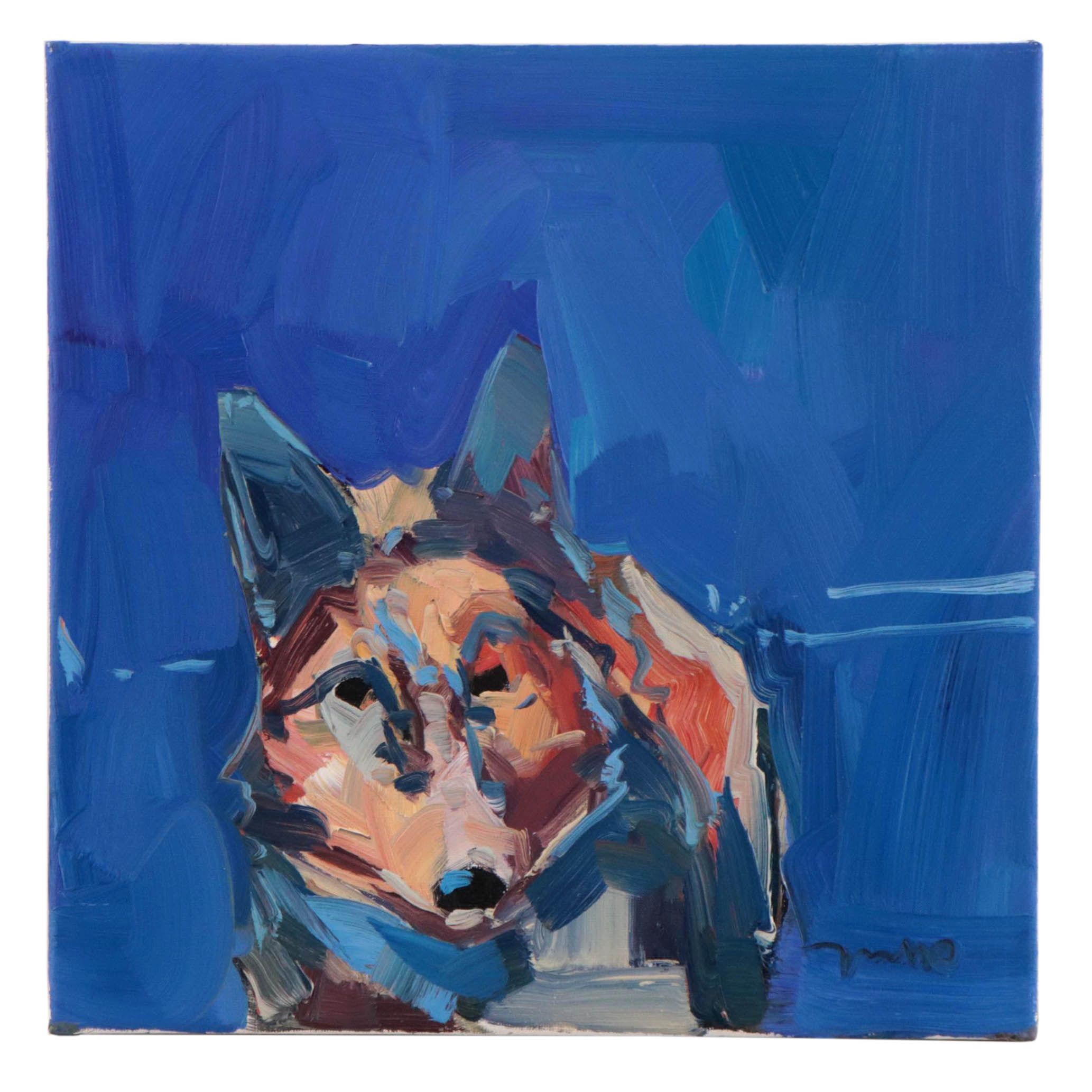 Jose Trujillo Oil Painting "The Lone Wolf," 2023