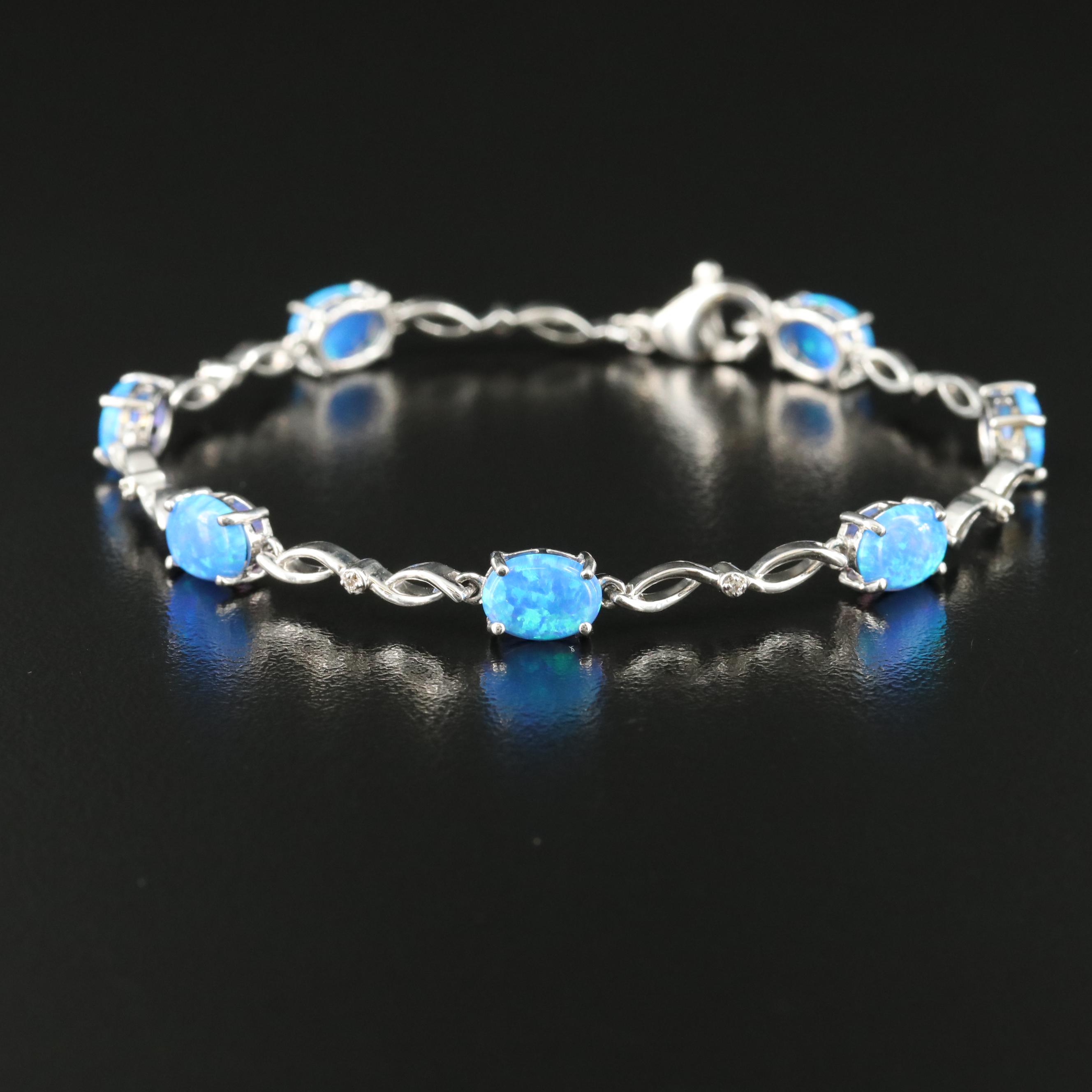 Sterling Opal and Topaz Bracelet