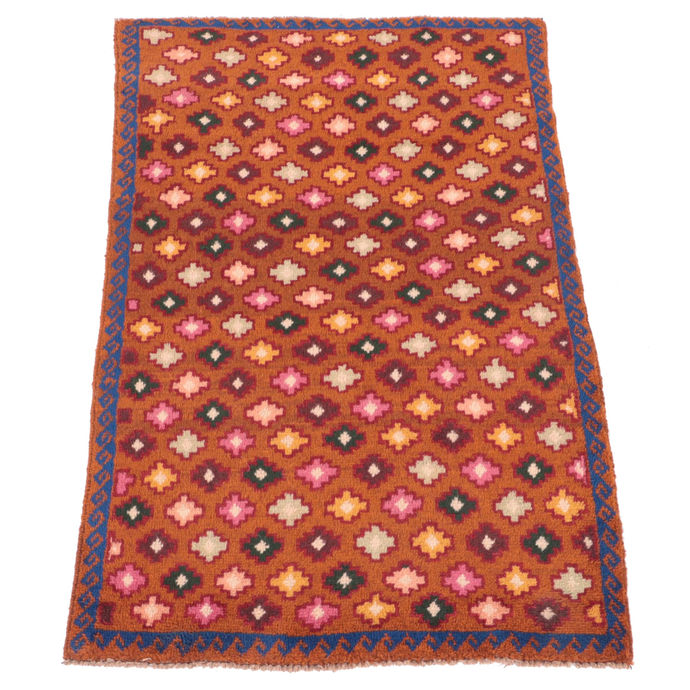 2'9 x 4'3 Hand-Knotted Afghan Baluch Accent Rug