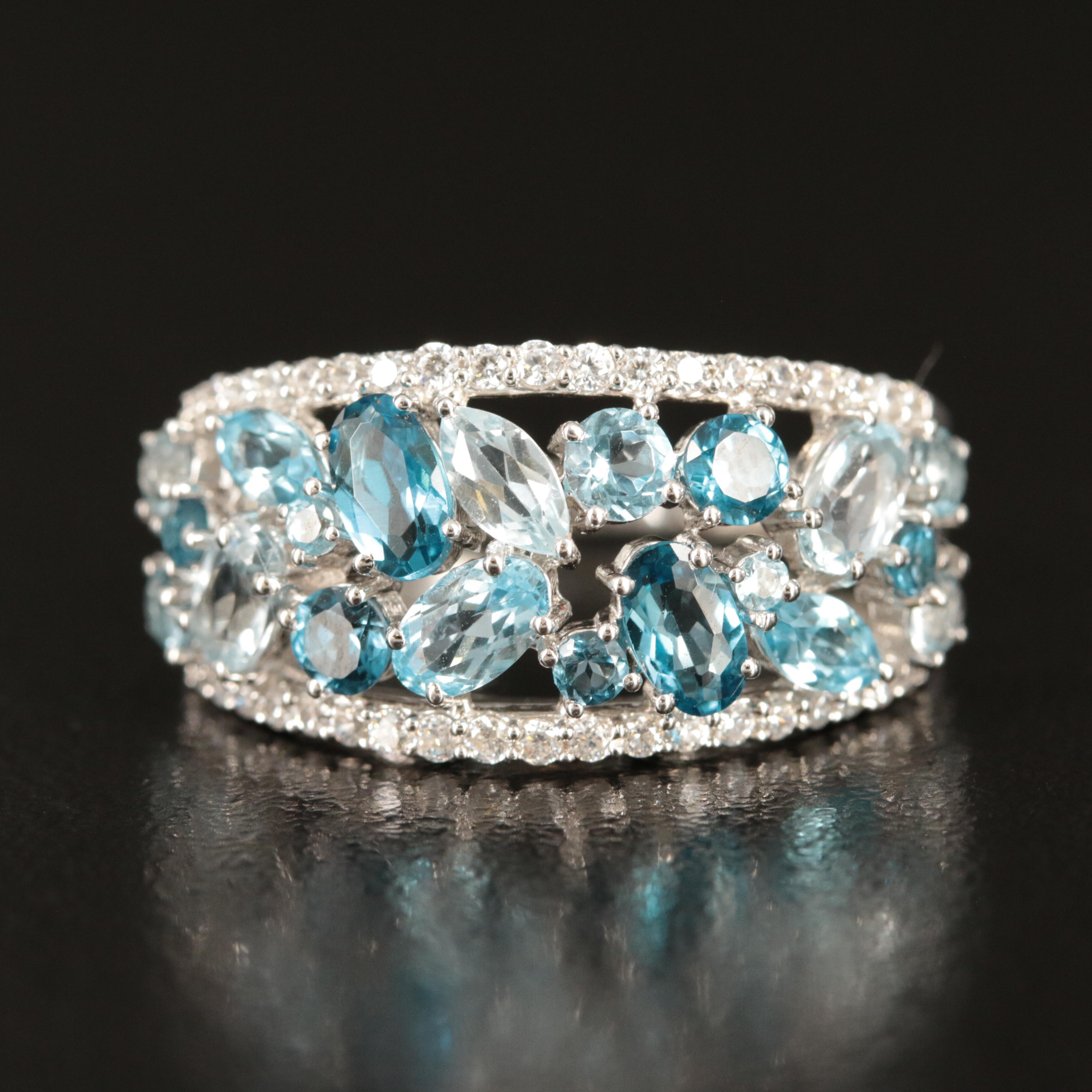 Sterling Topaz and Cubic Zirconia Ring