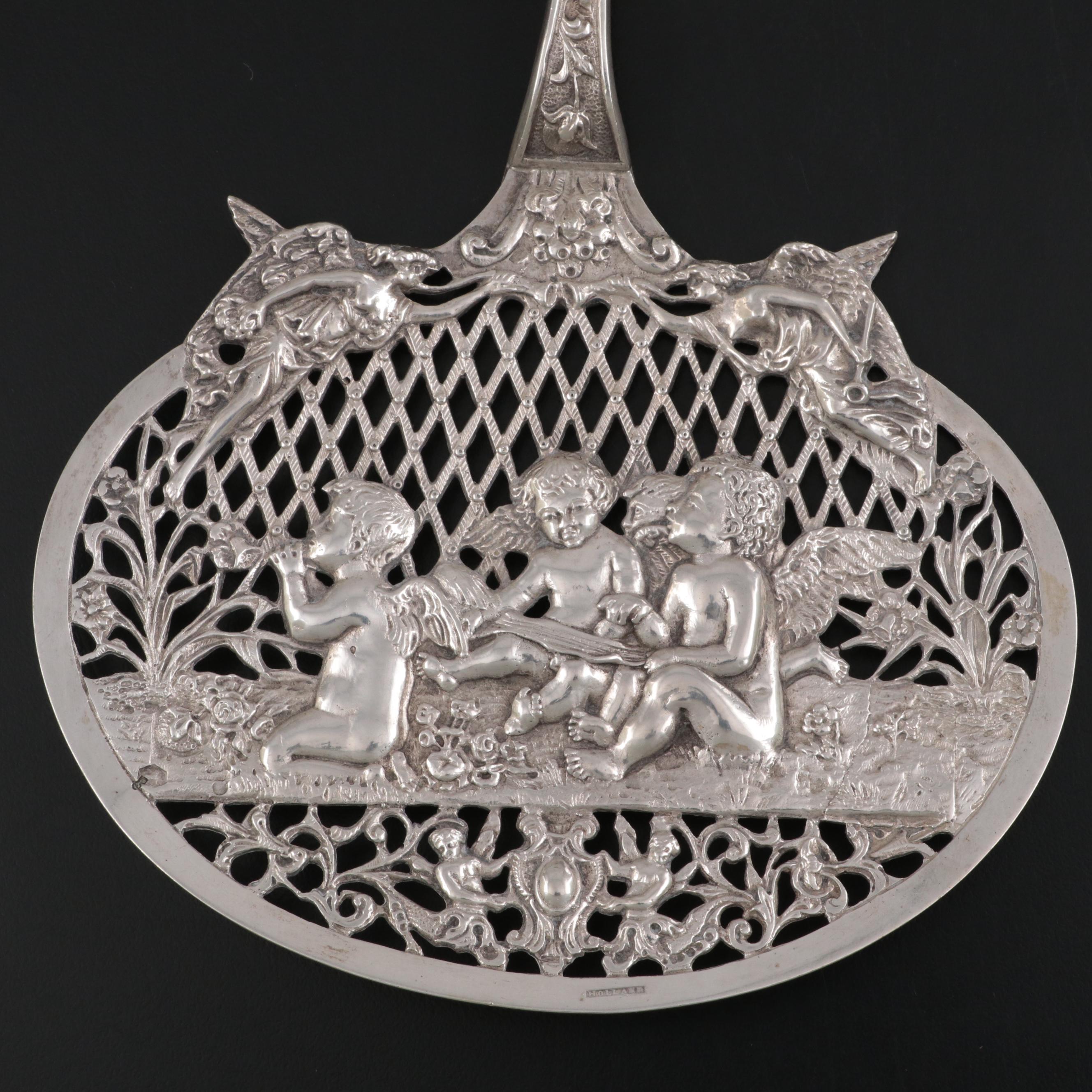 Dutch 833 Silver Ornate Pierced Server, 1914