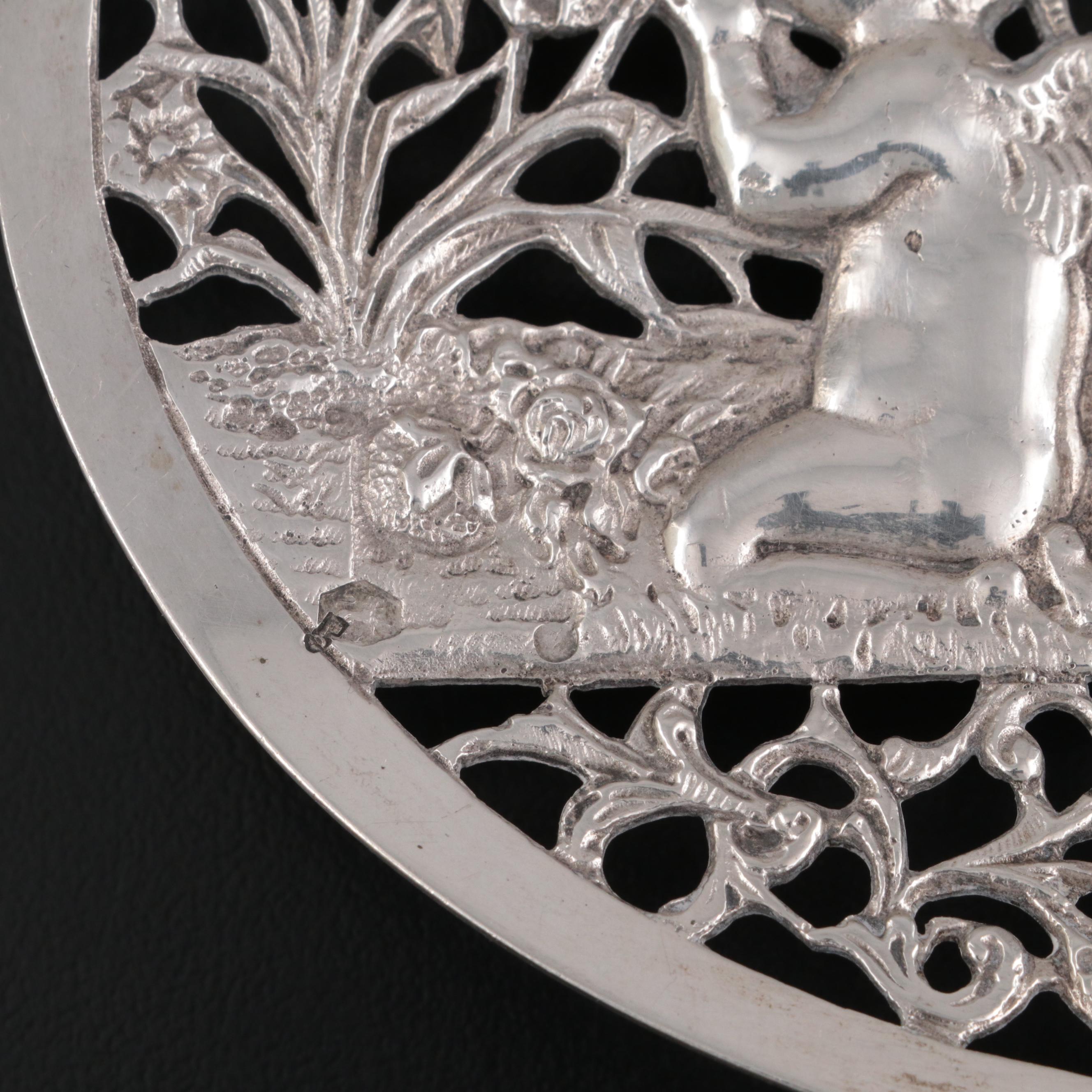 Dutch 833 Silver Ornate Pierced Server, 1914