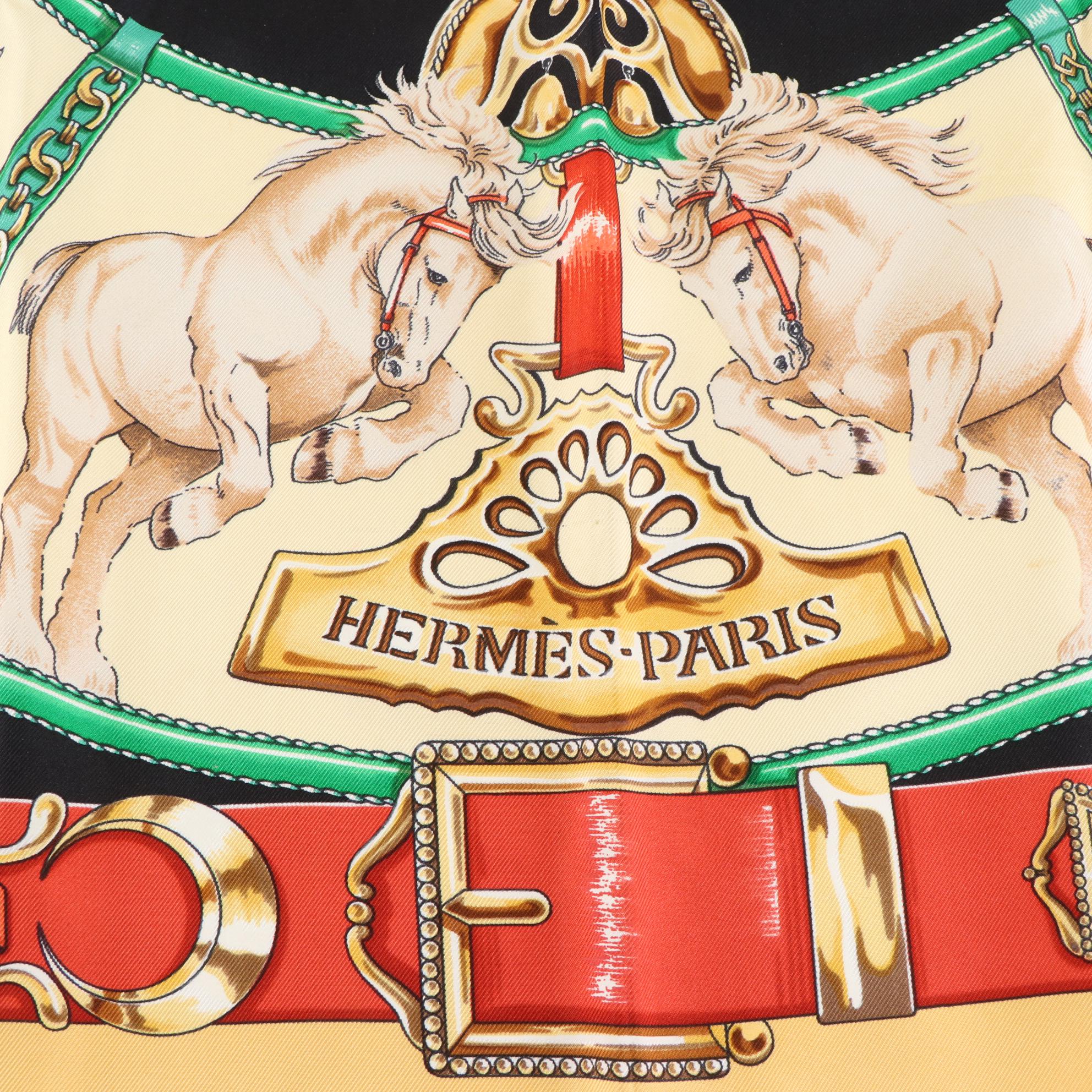 Hermès "Chevaux de Trait" Scarf 90 in Silk Twill
