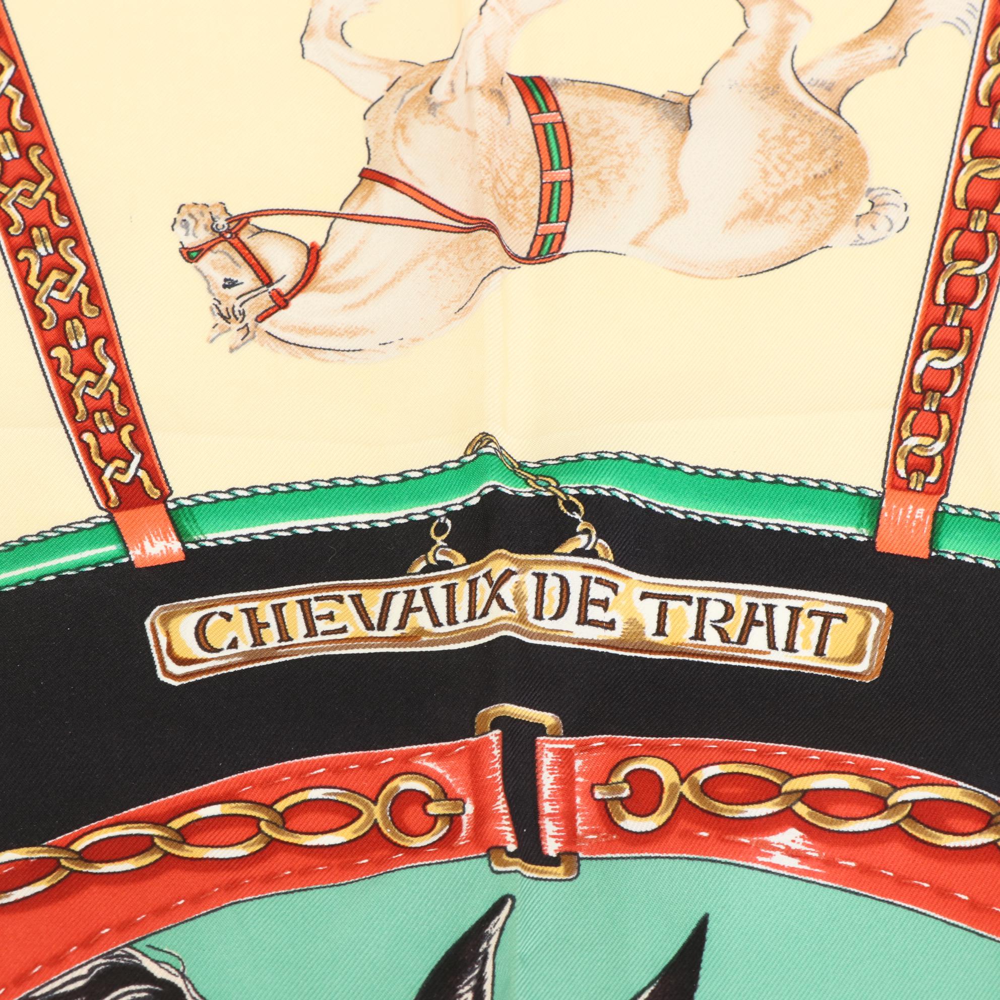 Hermès "Chevaux de Trait" Scarf 90 in Silk Twill