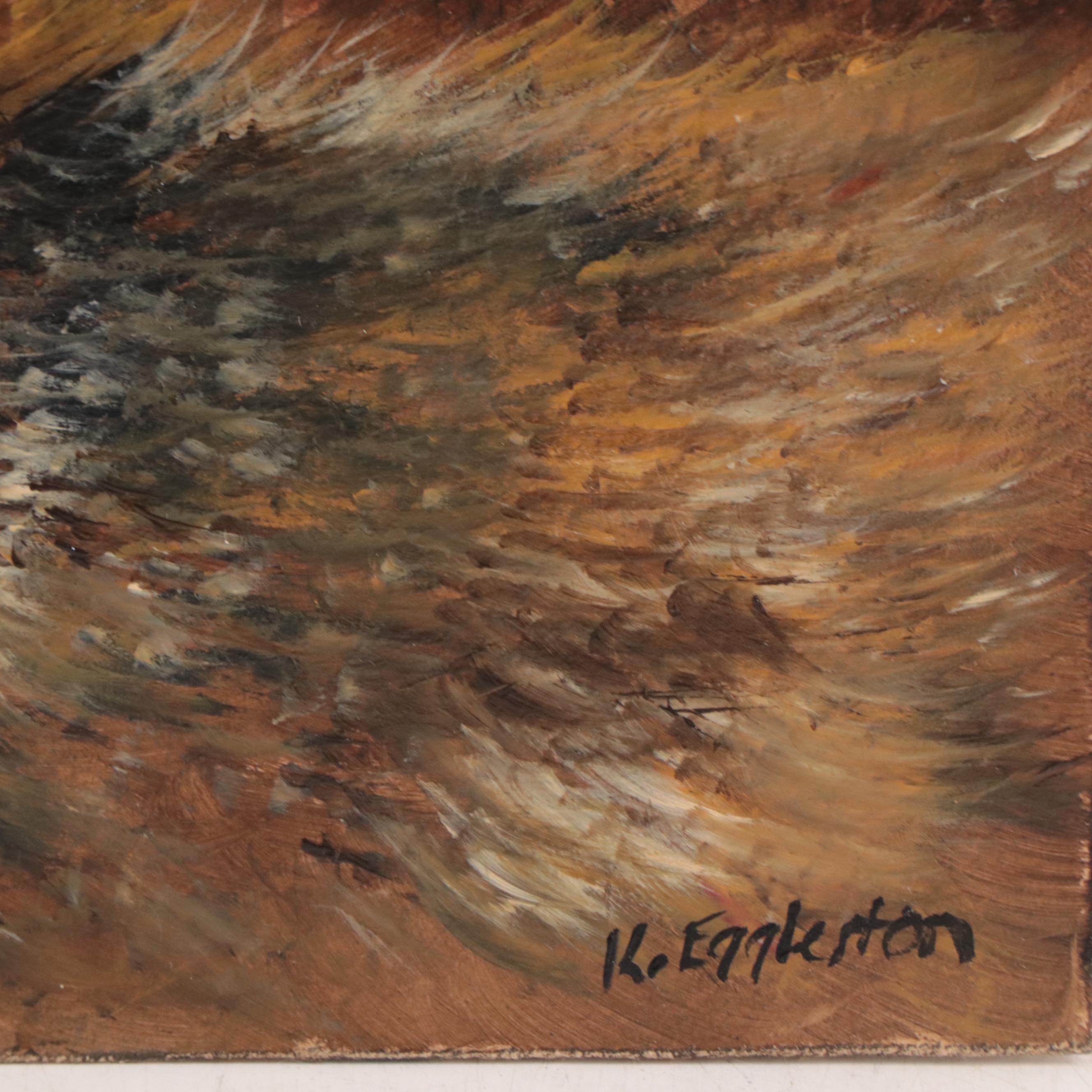 K. Eggleston Oil Painting of Highland Cow, 21st Century