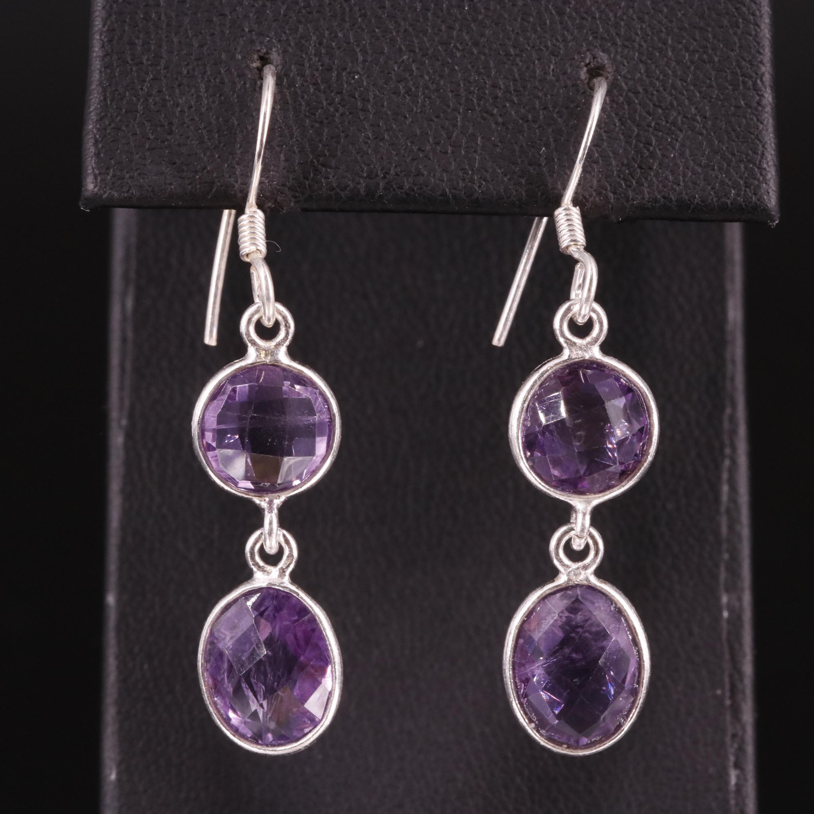 Sterling Amethyst Drop Earrings