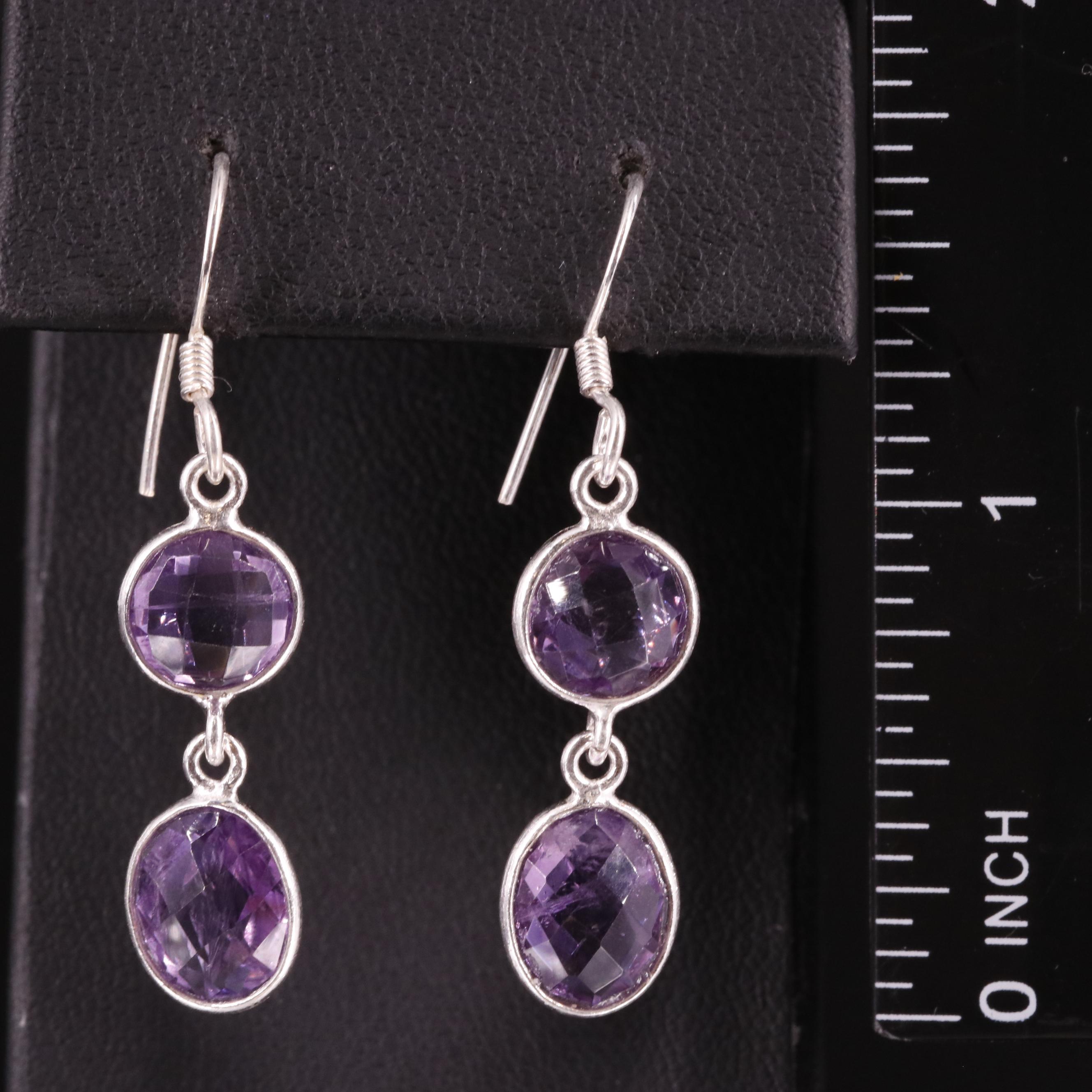 Sterling Amethyst Drop Earrings