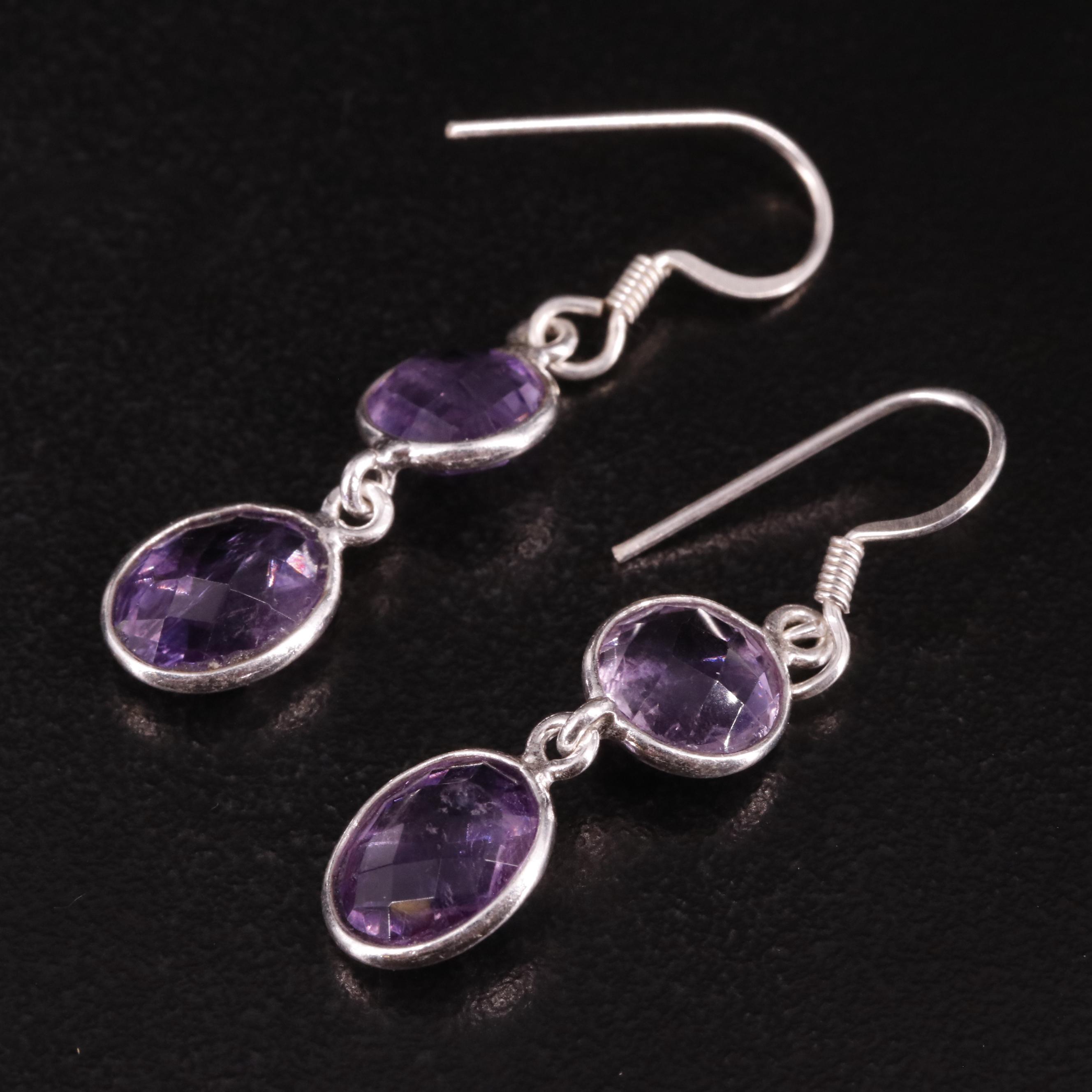 Sterling Amethyst Drop Earrings