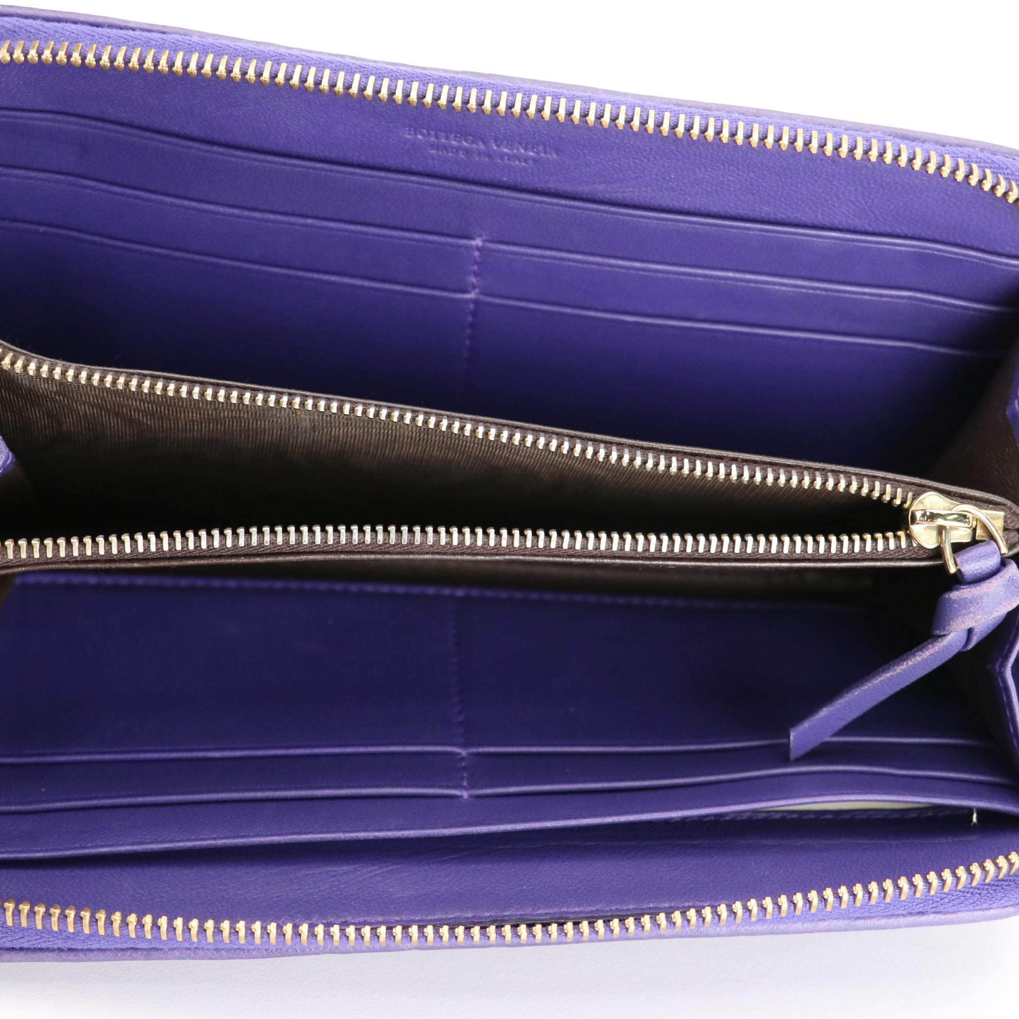 Bottega Veneta Zip-Around Wallet in Intrecciato Leather