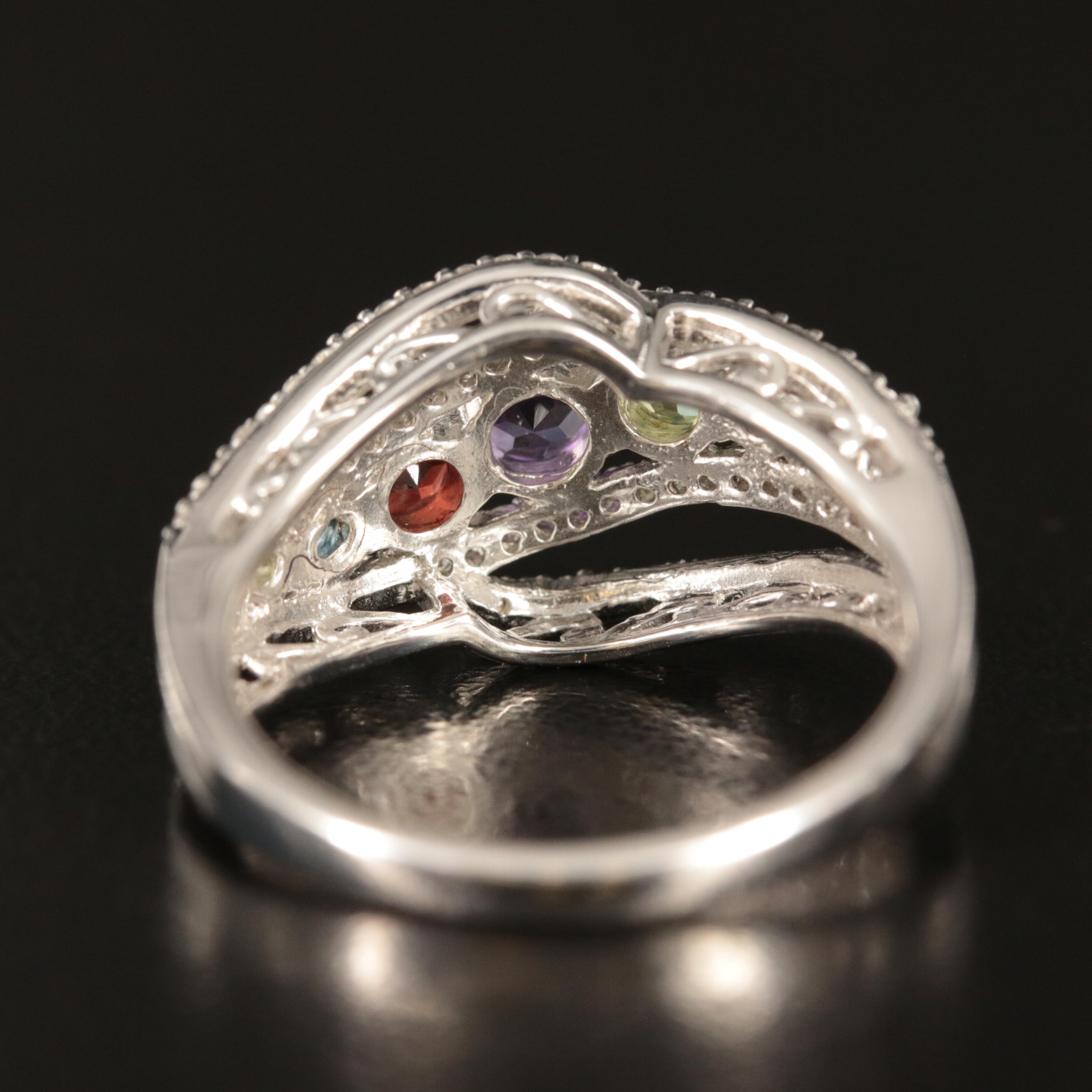 Sterling Ring Including Amethyst, Peridot and Sapphire