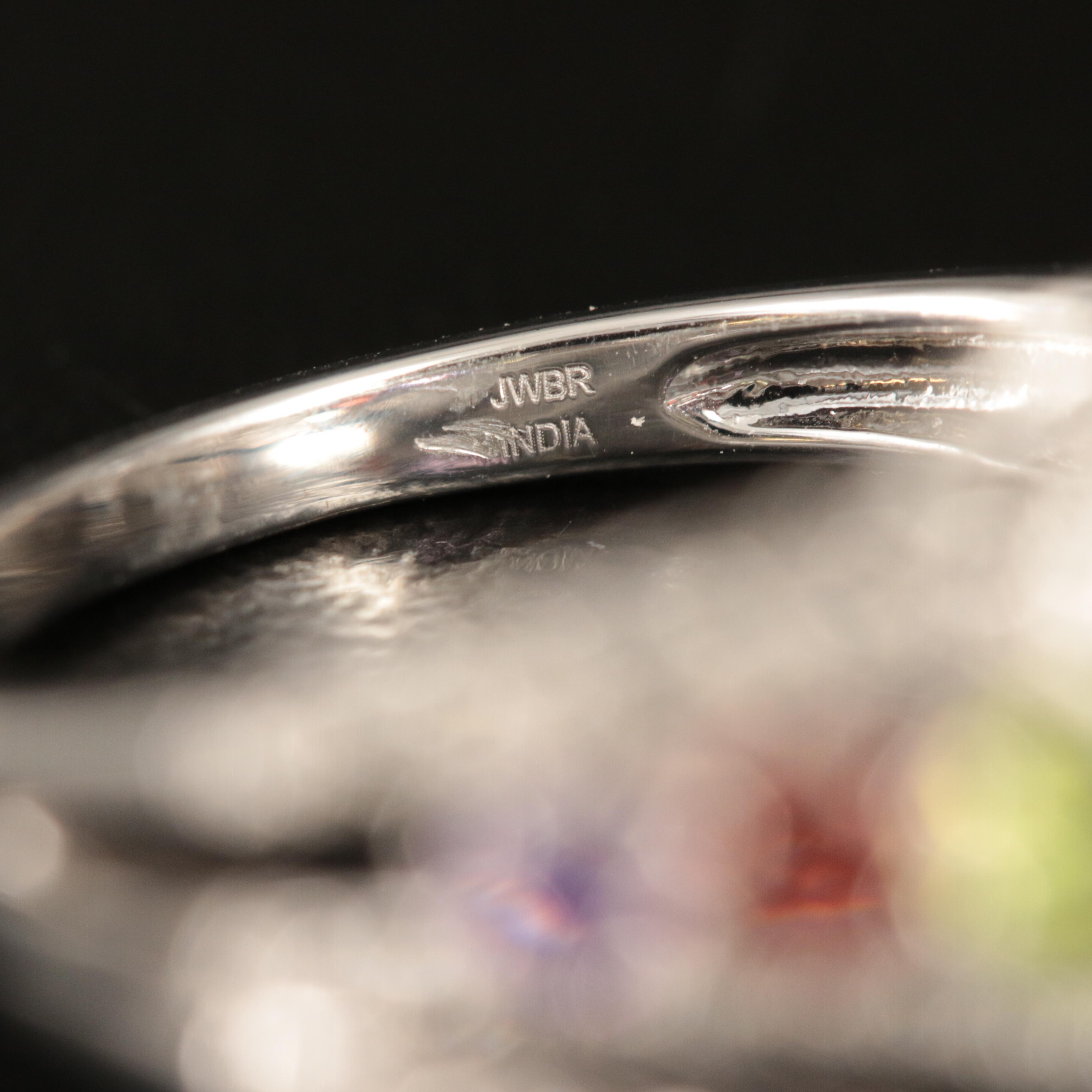 Sterling Ring Including Amethyst, Peridot and Sapphire