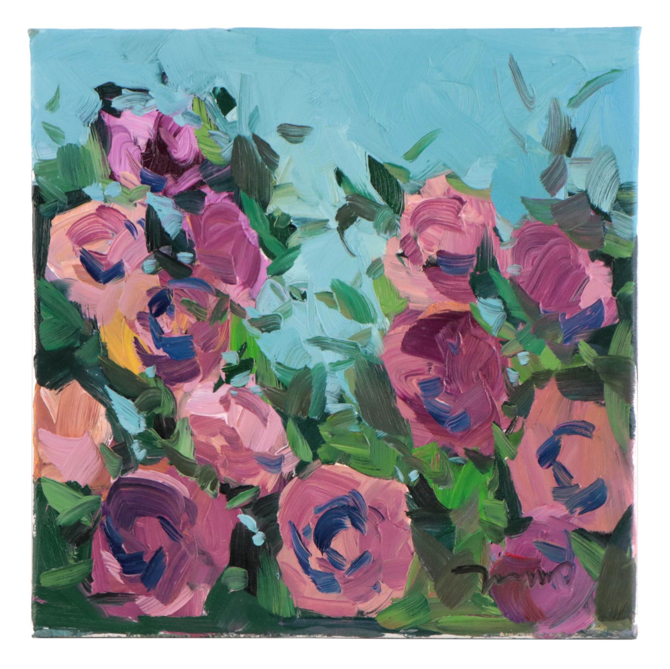 Jose Trujillo Oil Painting "The Rose Bush," 2022