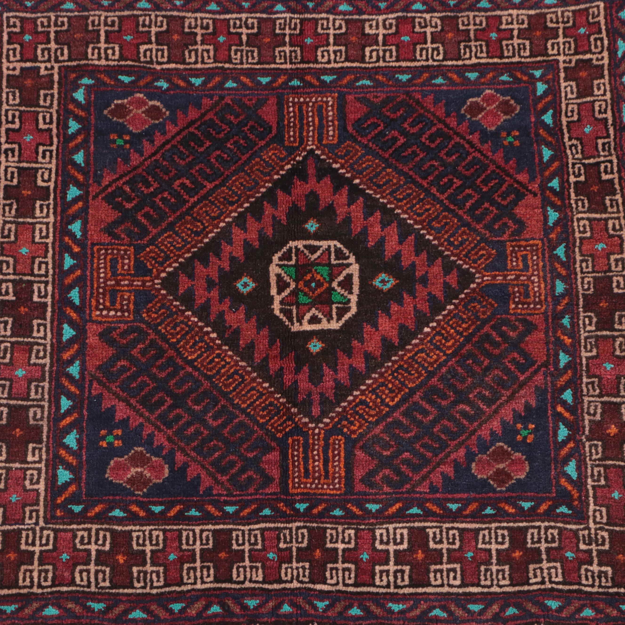 2' x 2'1 Hand-Knotted Afghan Baluch Accent Rug Floor Mat