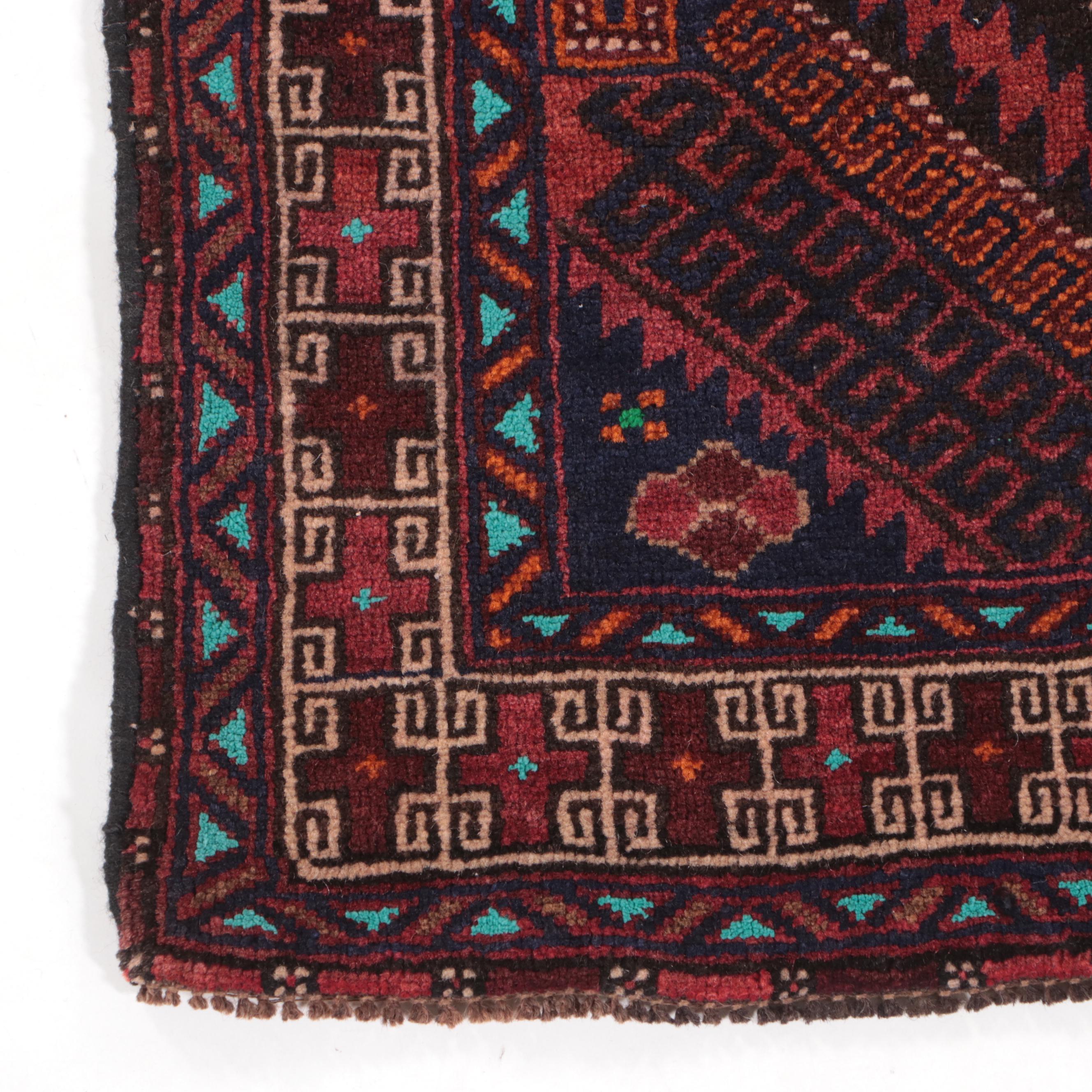 2' x 2'1 Hand-Knotted Afghan Baluch Accent Rug Floor Mat