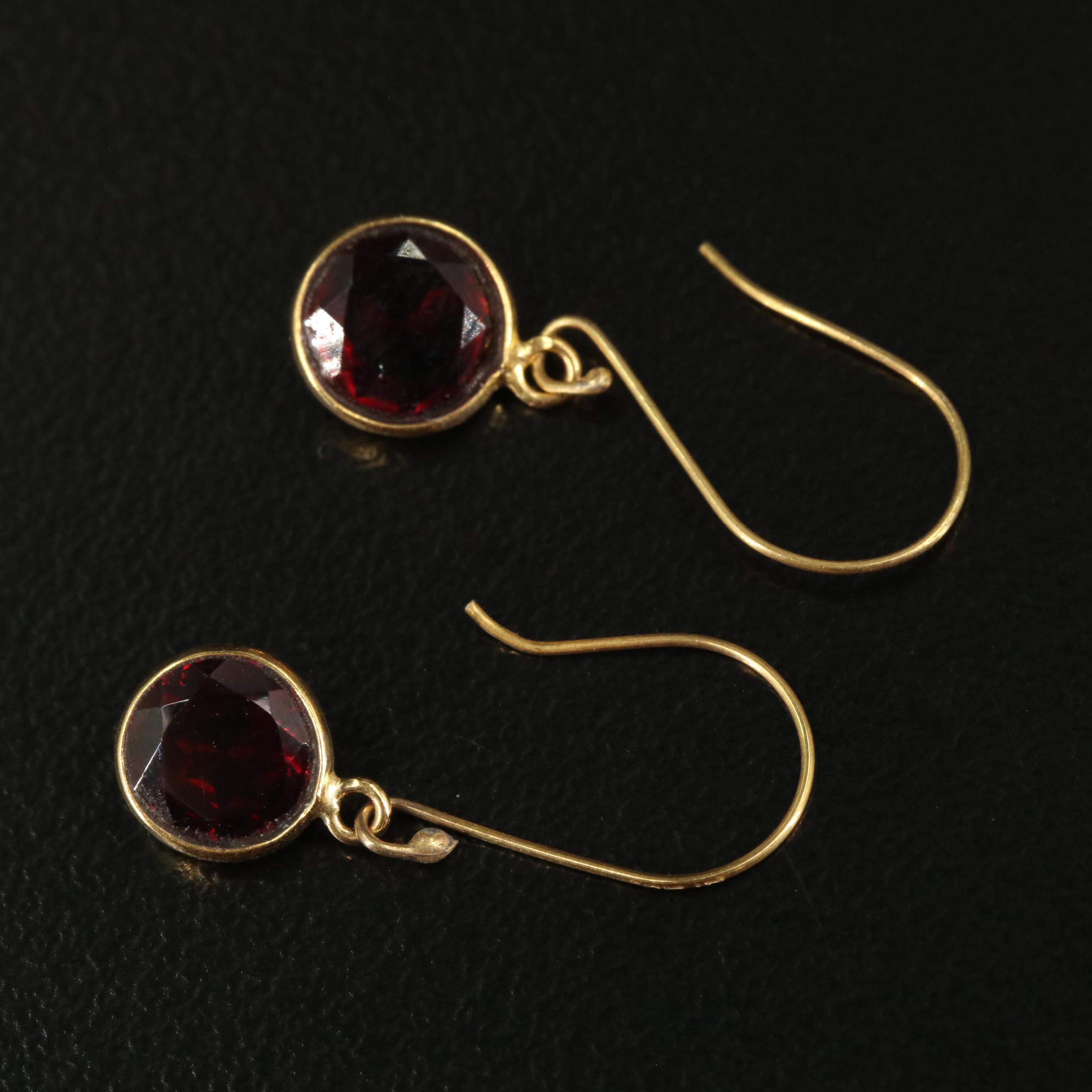 14K Garnet Drop Earrings