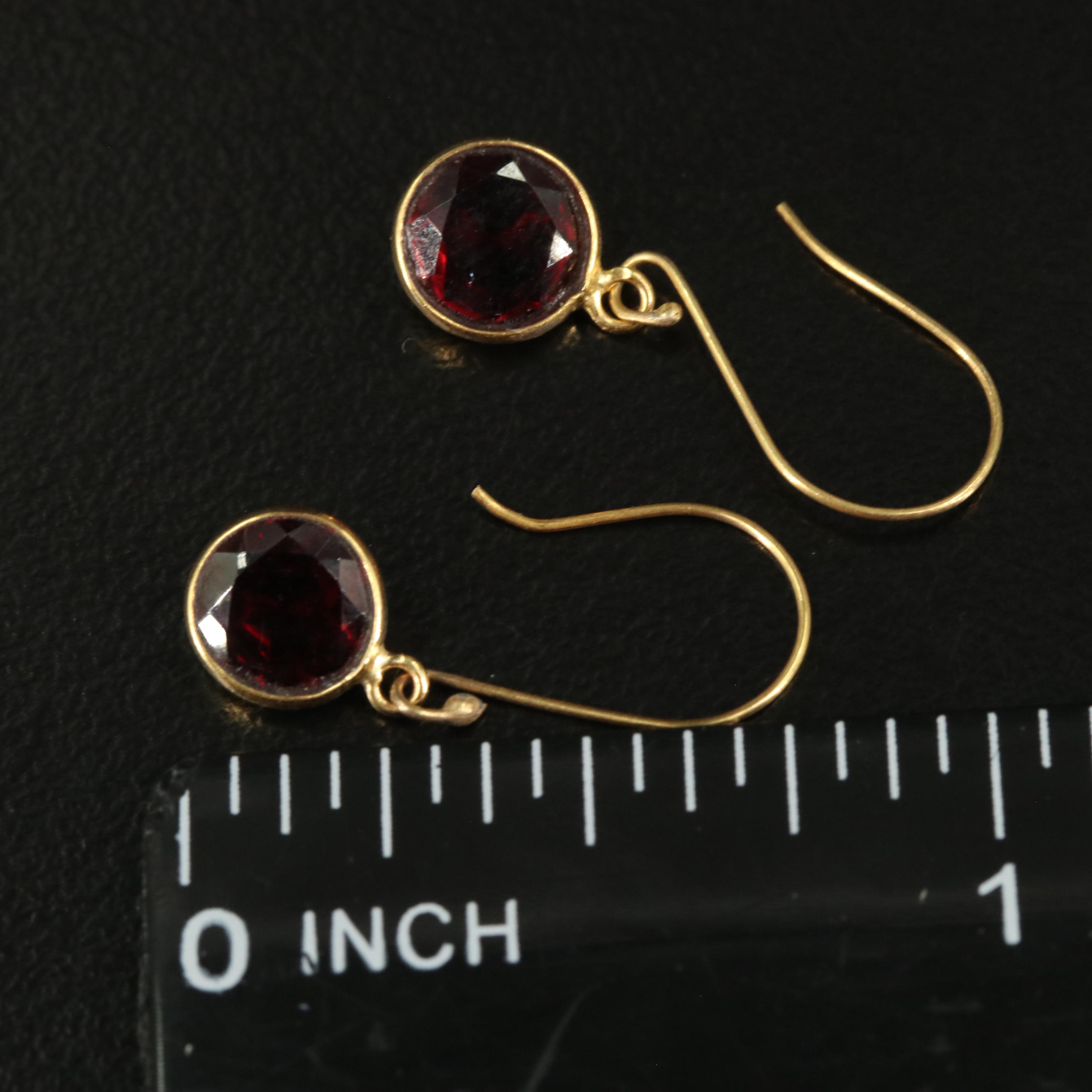 14K Garnet Drop Earrings