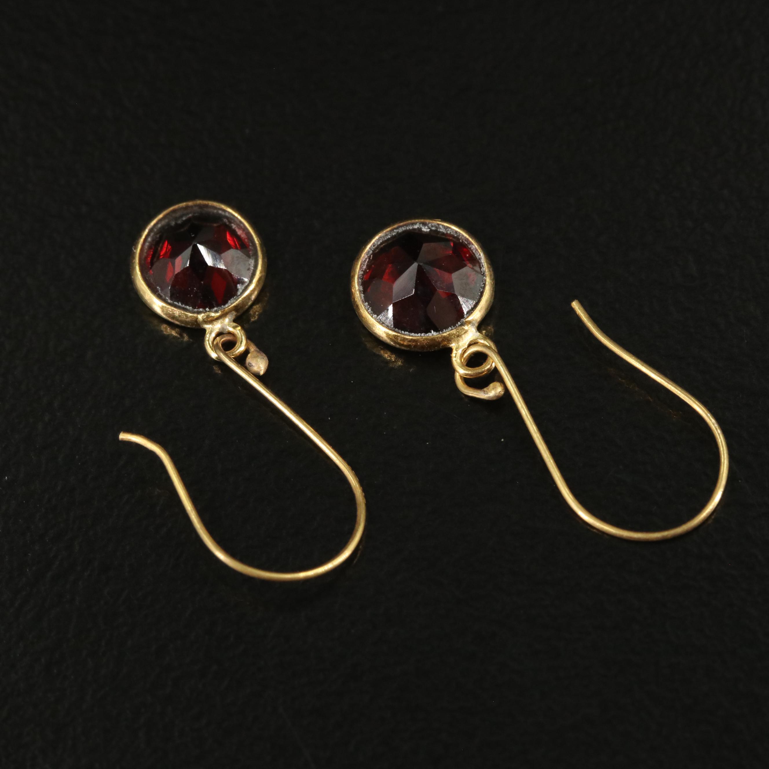 14K Garnet Drop Earrings