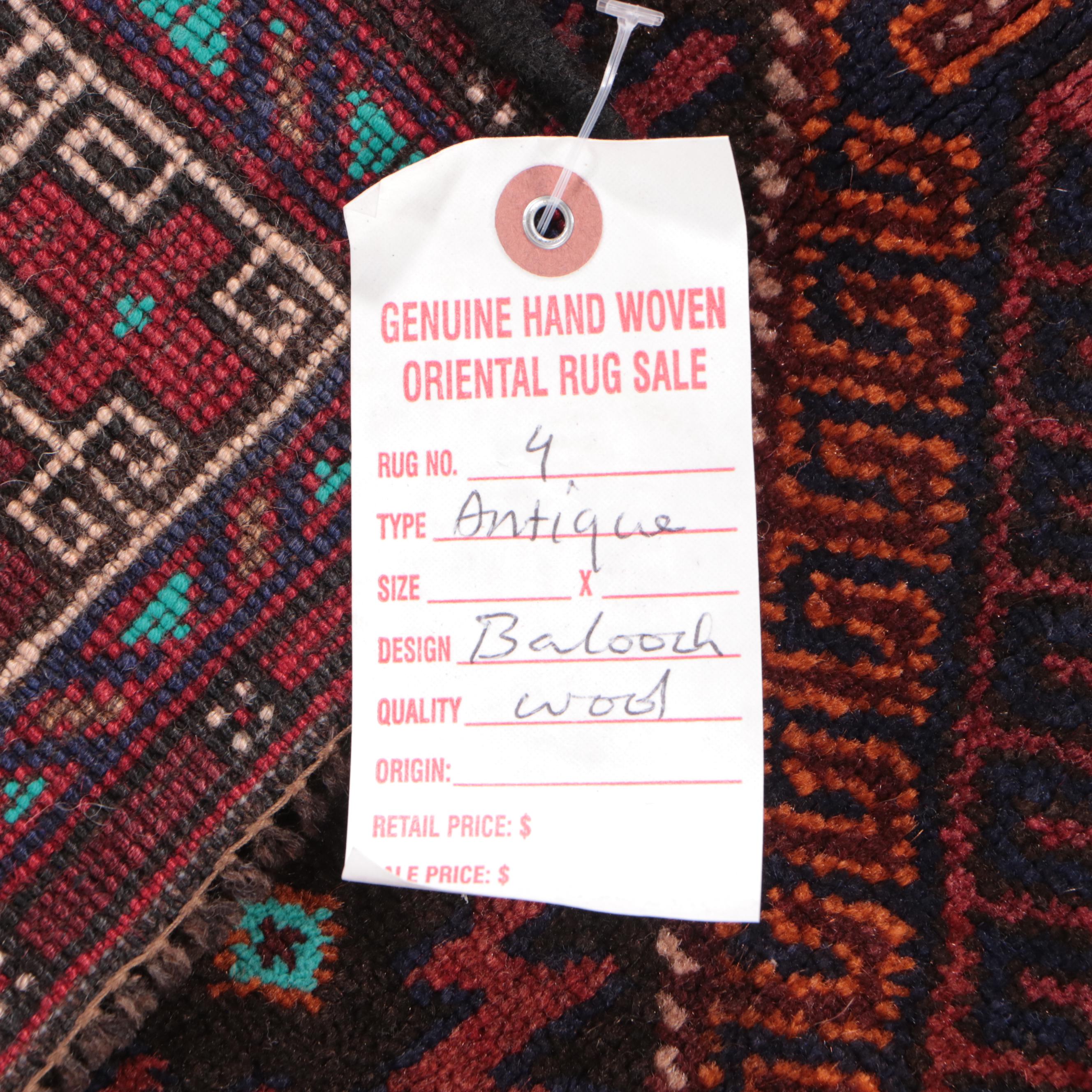 2' x 2'1 Hand-Knotted Afghan Baluch Accent Rug Floor Mat