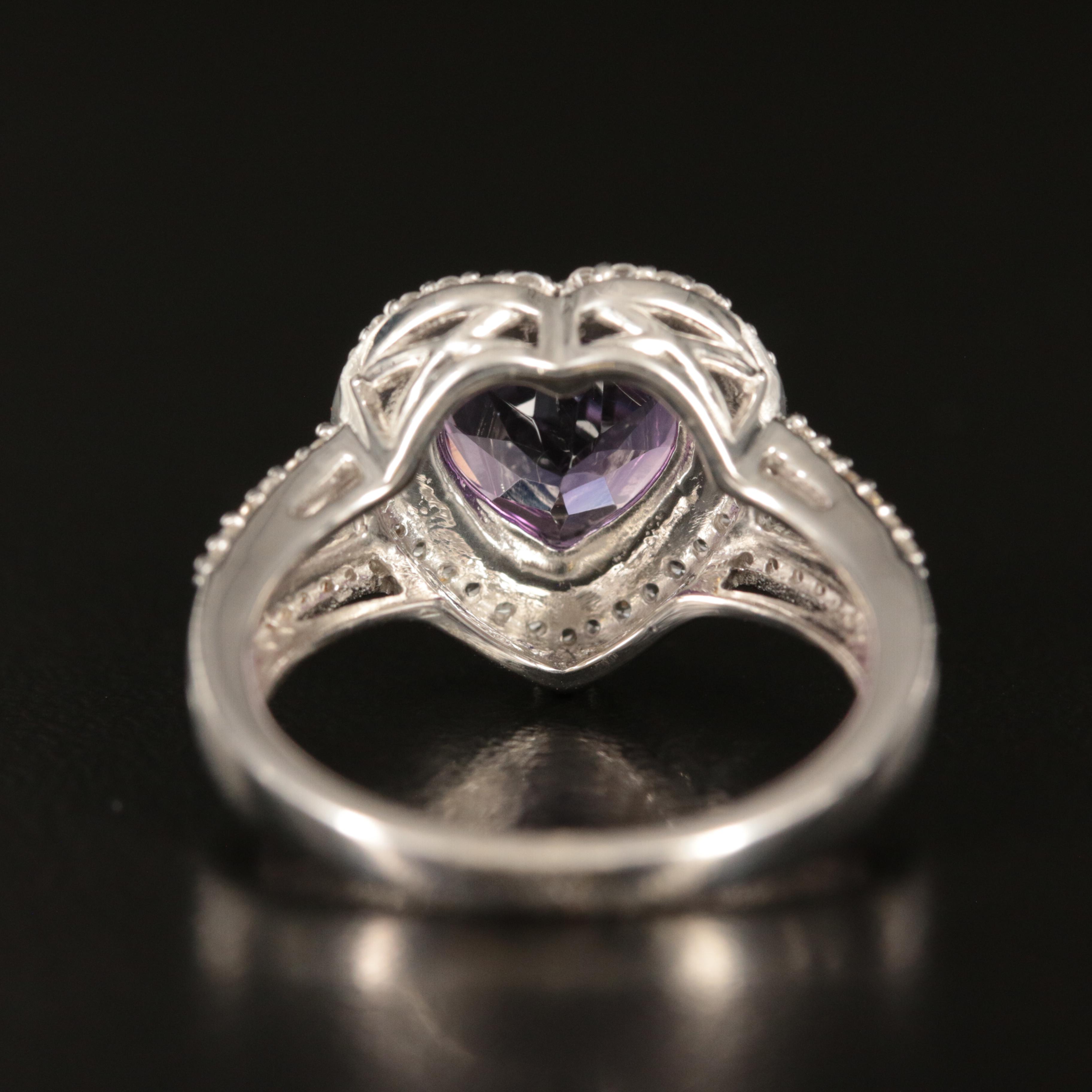Sterling Amethyst and Sapphire Heart Ring