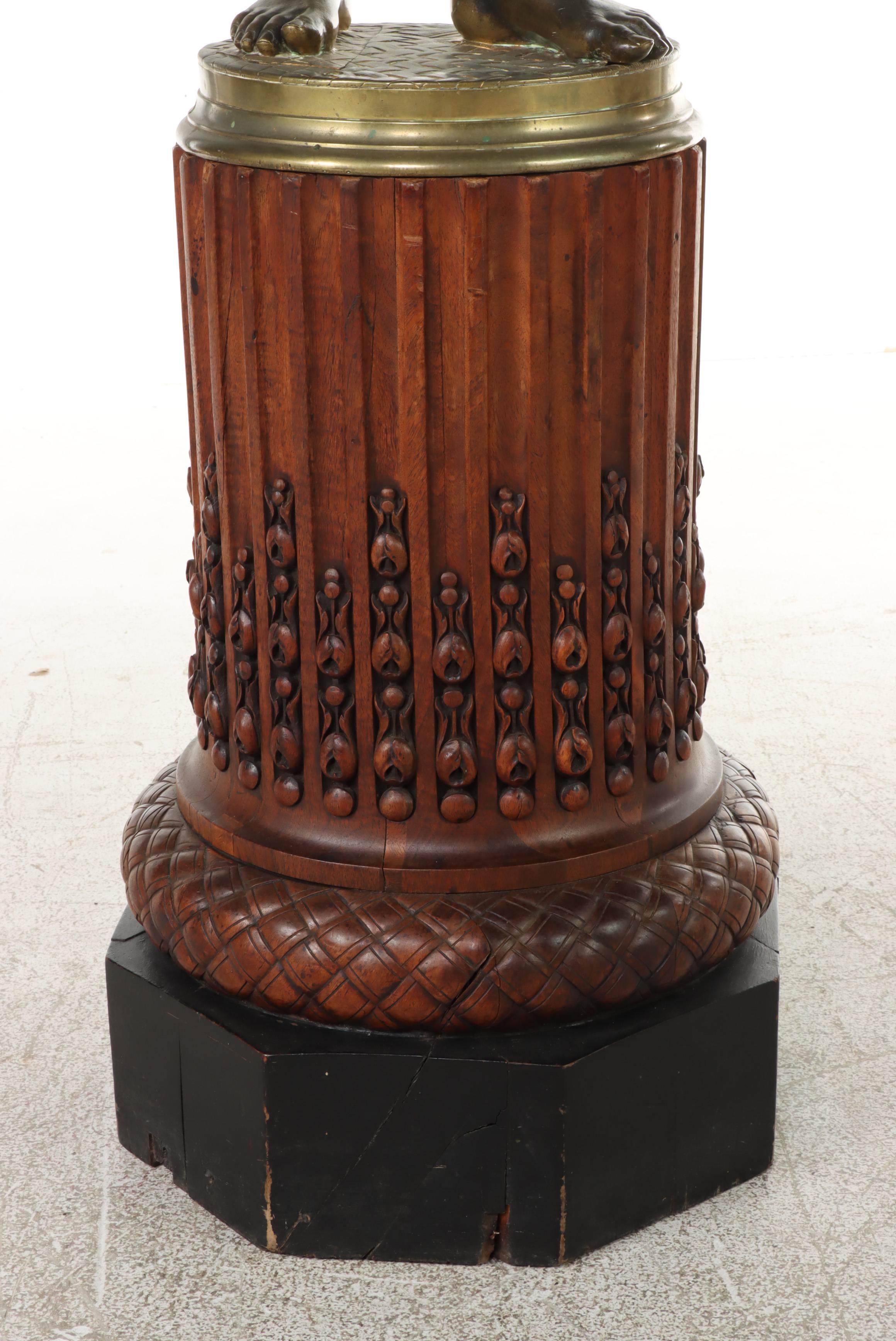 Gilt and Patinated Bronze Moor Sculpture on Carved Pedestal, French 19th C