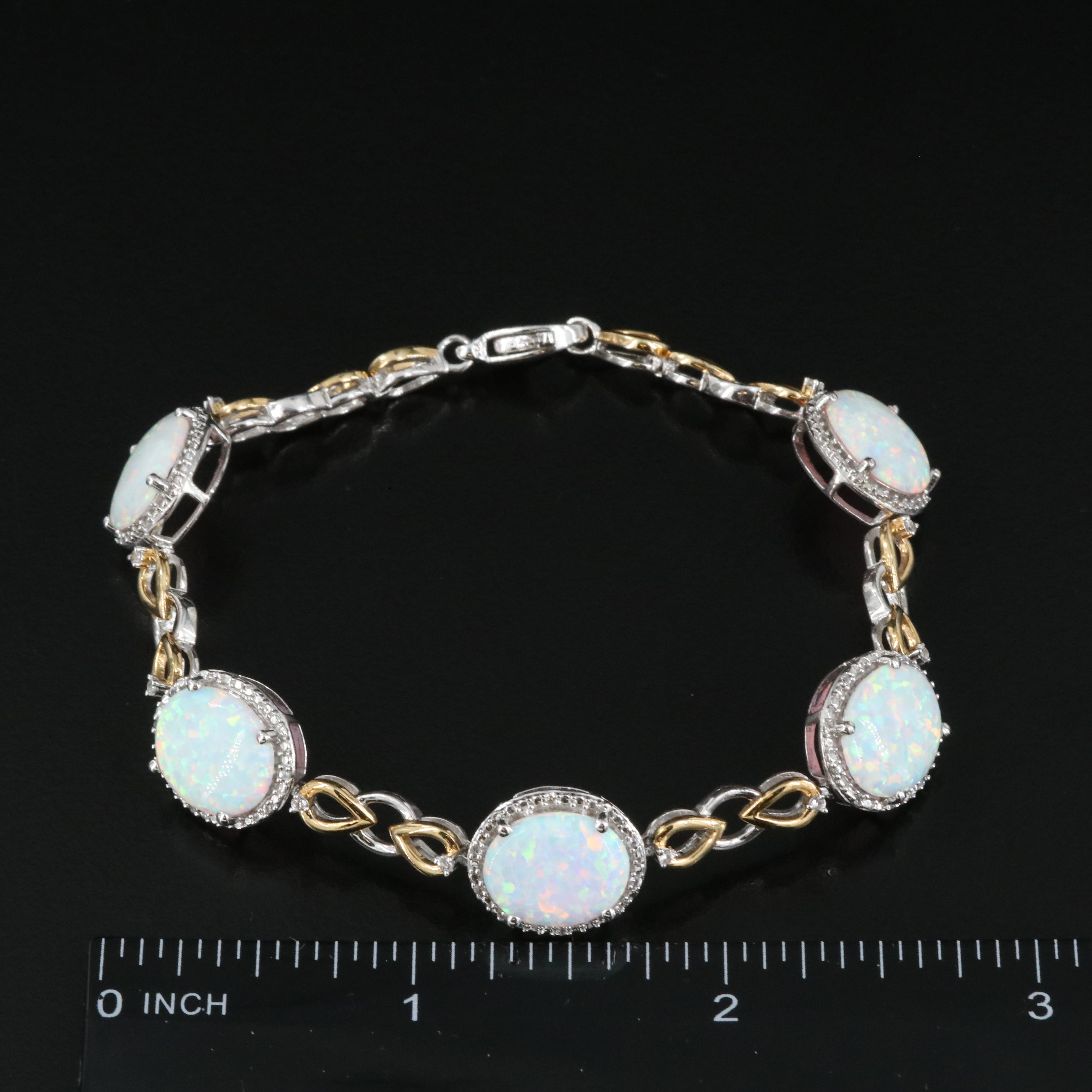 Sterling Opal and Sapphire Bracelet
