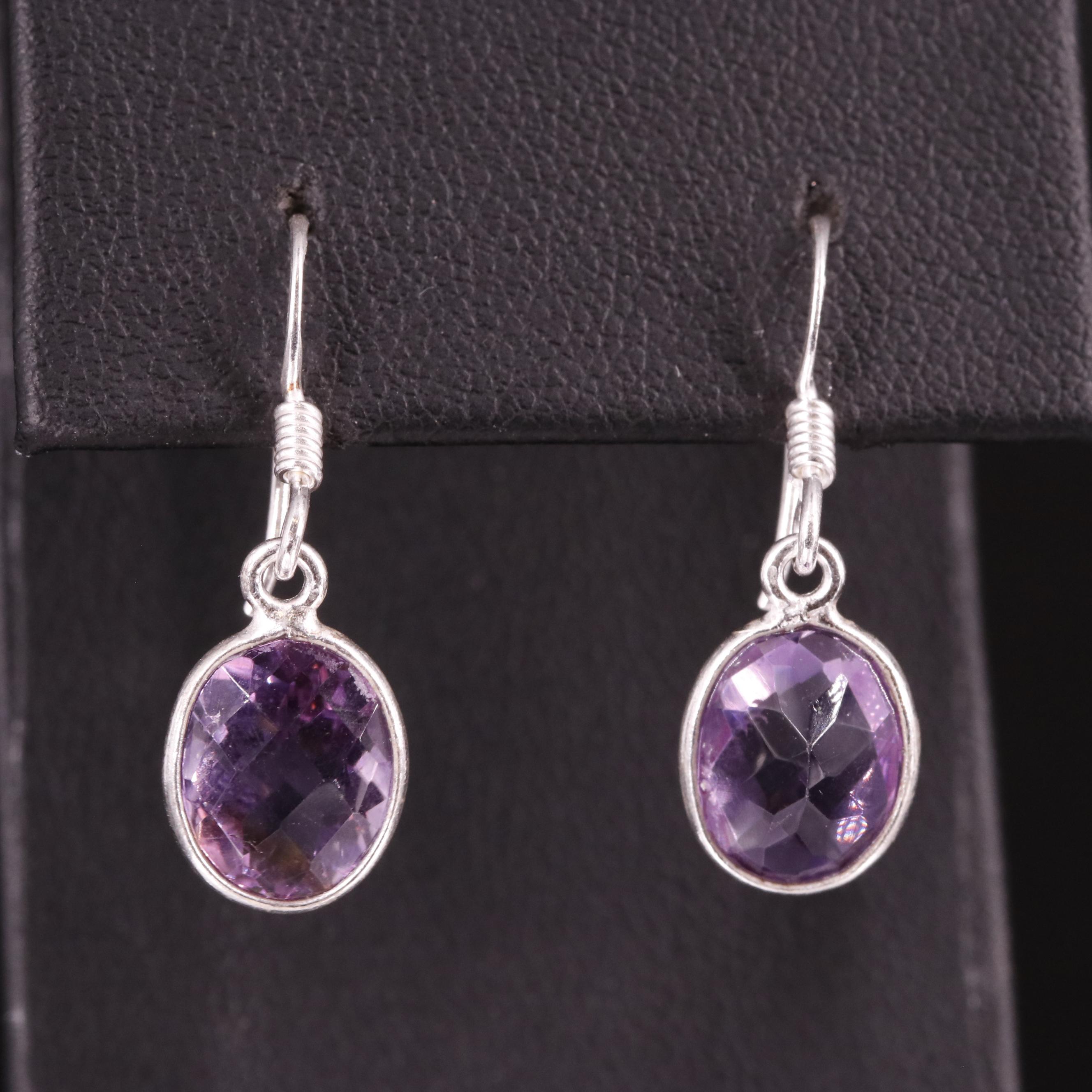 Sterling Amethyst Drop Earrings