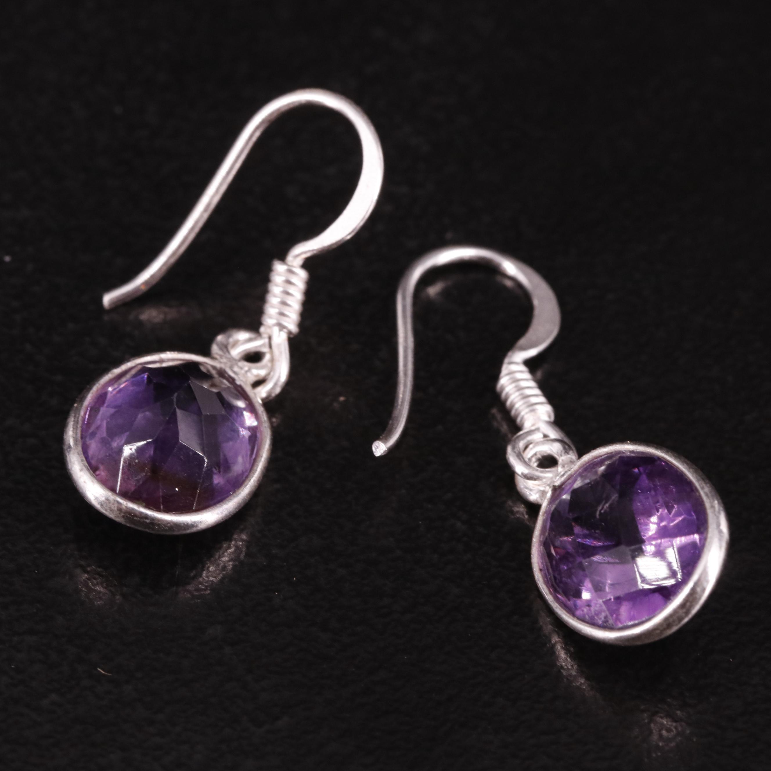 Sterling Amethyst Drop Earrings