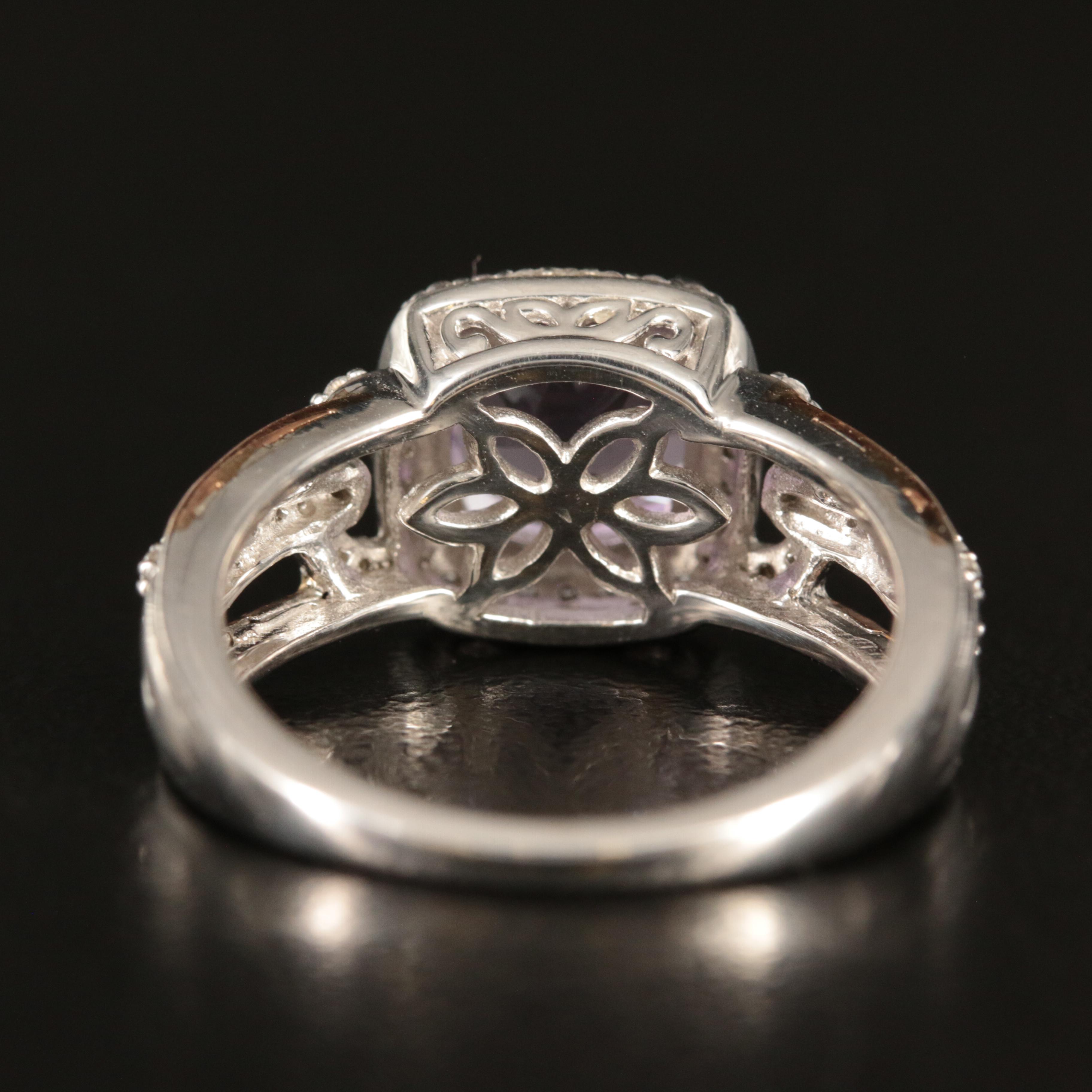 Sterling Amethyst and Sapphire Ring with 10K Rose Gold Accents