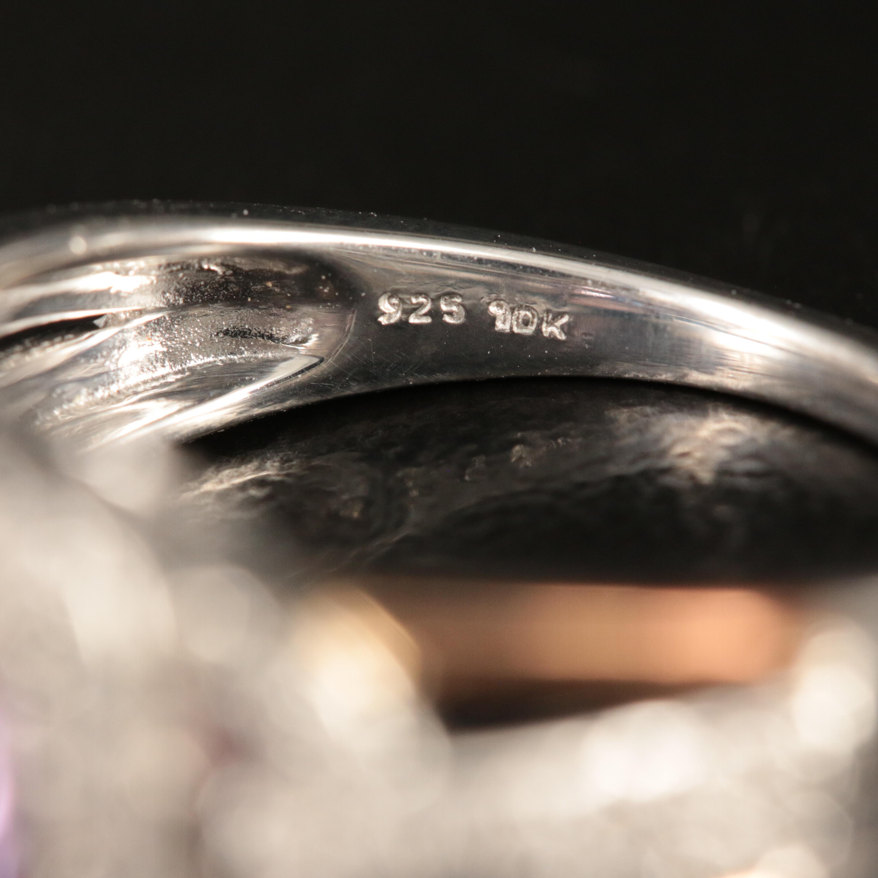 Sterling Amethyst and Sapphire Ring with 10K Rose Gold Accents