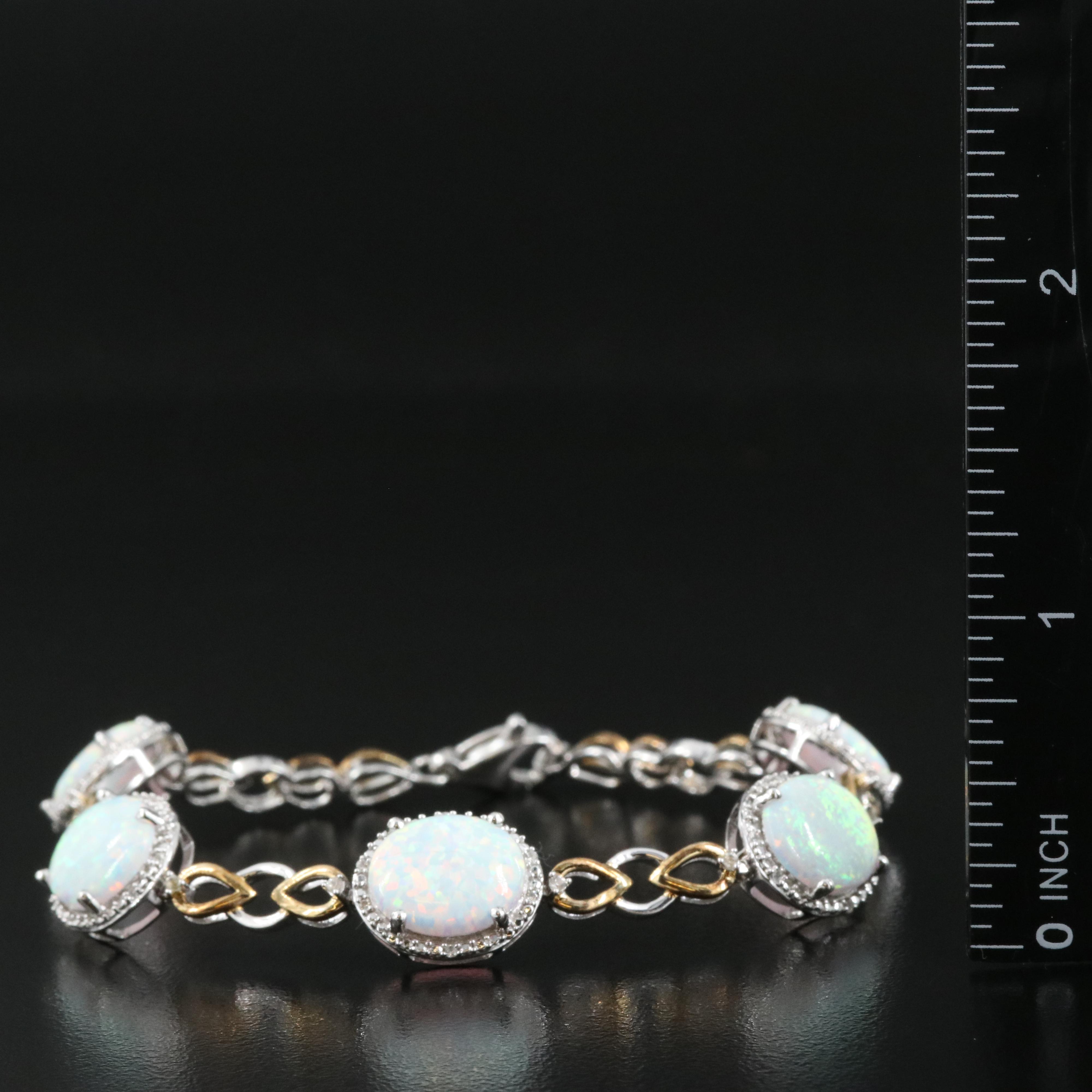 Sterling Opal and Sapphire Bracelet
