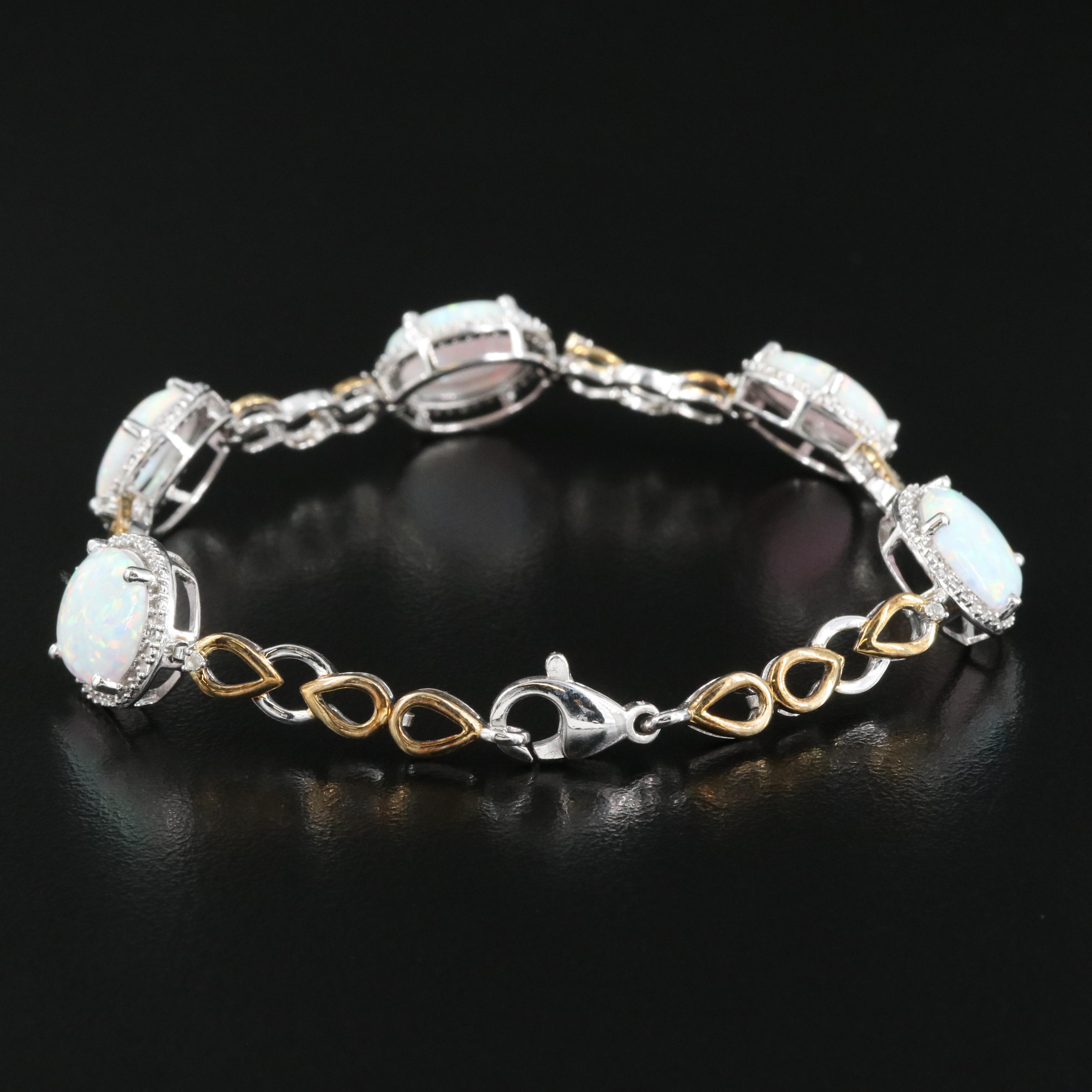 Sterling Opal and Sapphire Bracelet