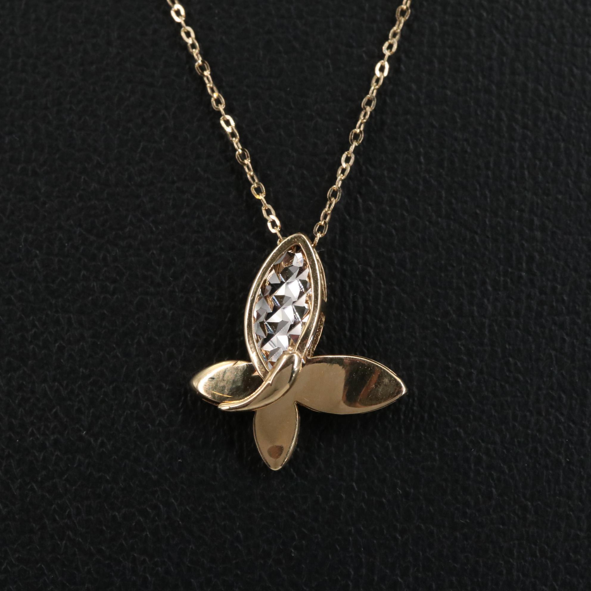 14K Butterfly Pendant Necklace