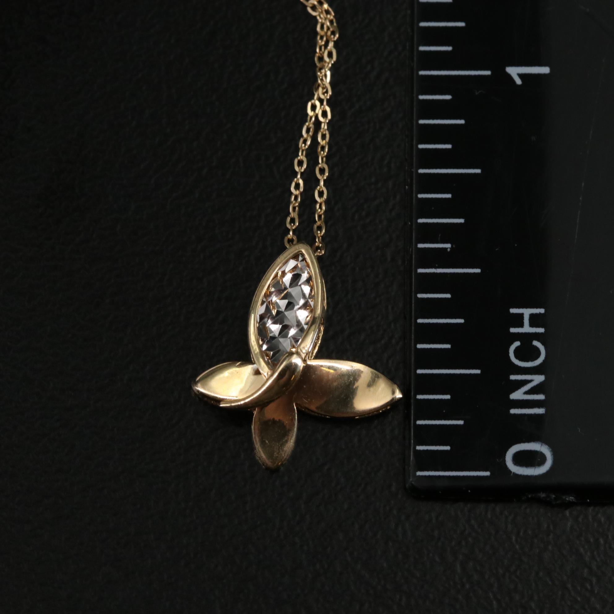14K Butterfly Pendant Necklace