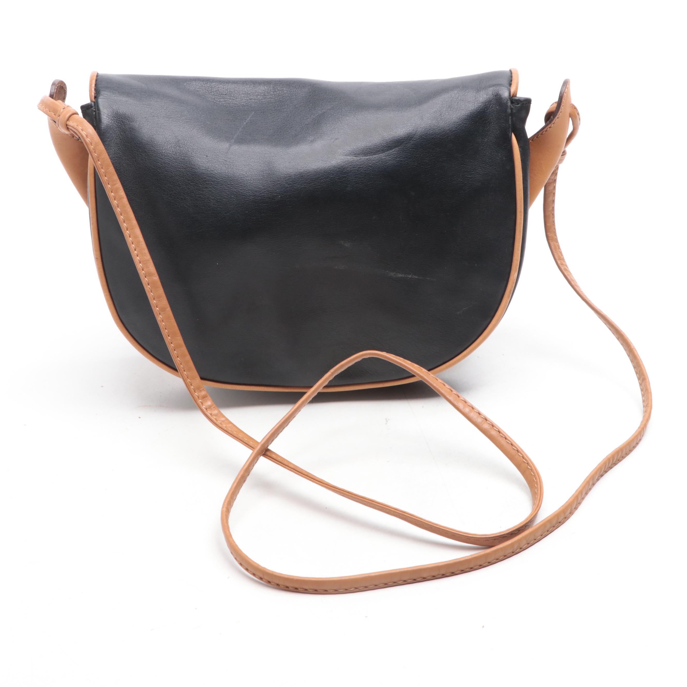 Celine Crossbody Bag in Black and Tan Leather