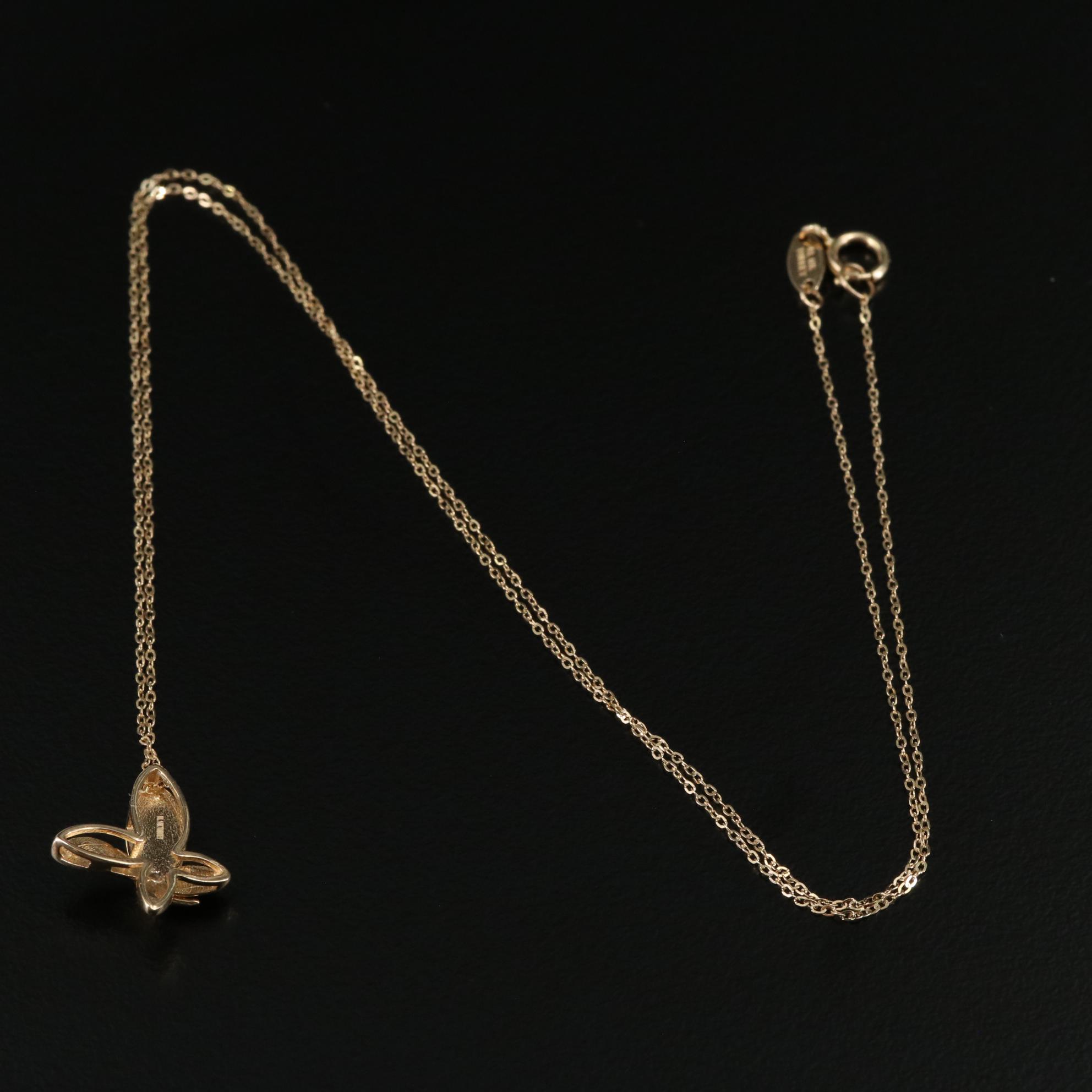 14K Butterfly Pendant Necklace