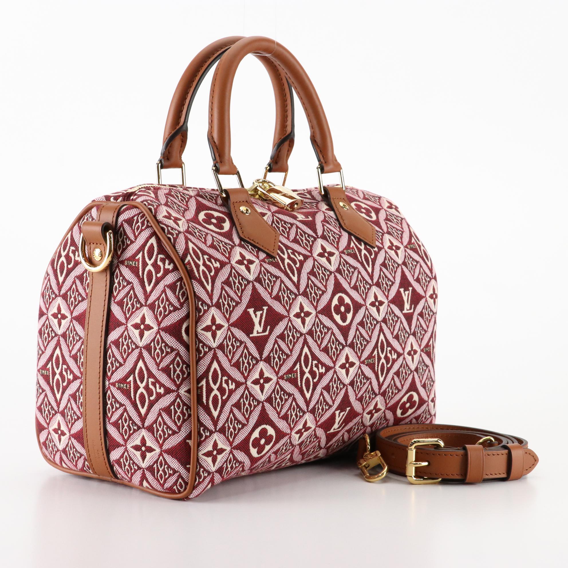Louis Vuitton Speedy Bandoulière 25 in Bordeaux Monogram Jacquard 1854 with Box