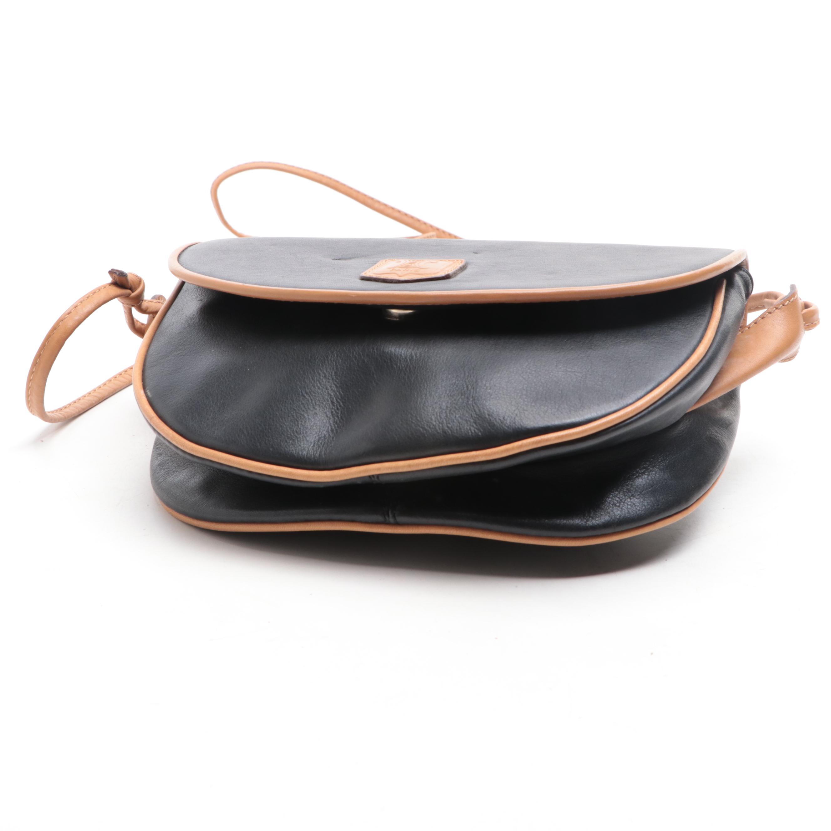 Celine Crossbody Bag in Black and Tan Leather