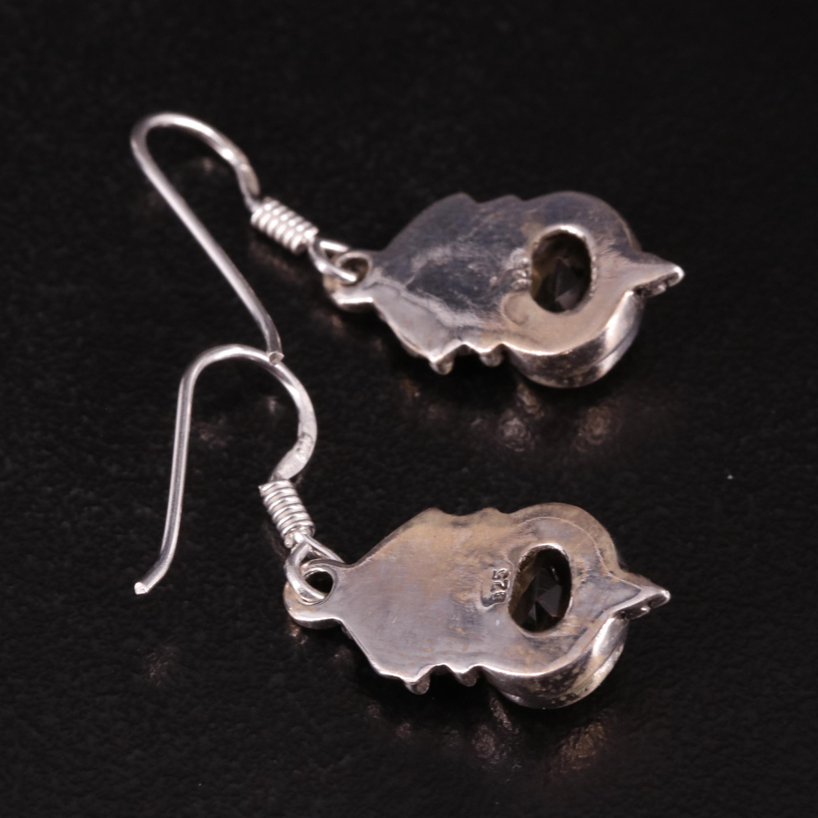 Sterling Citrine Scrolled Drop Earrings