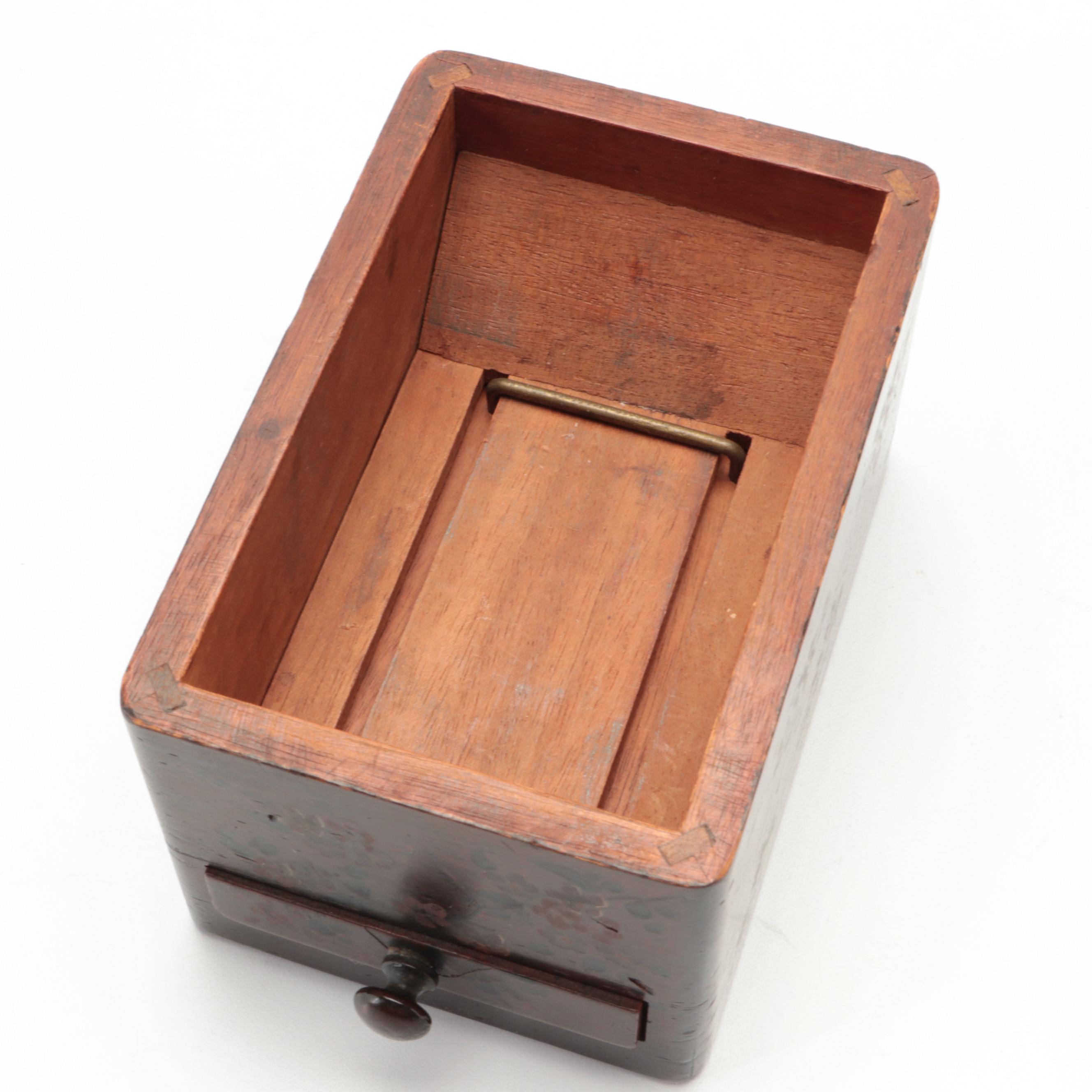 Paint Decorated Wood Cigarette Dispenser