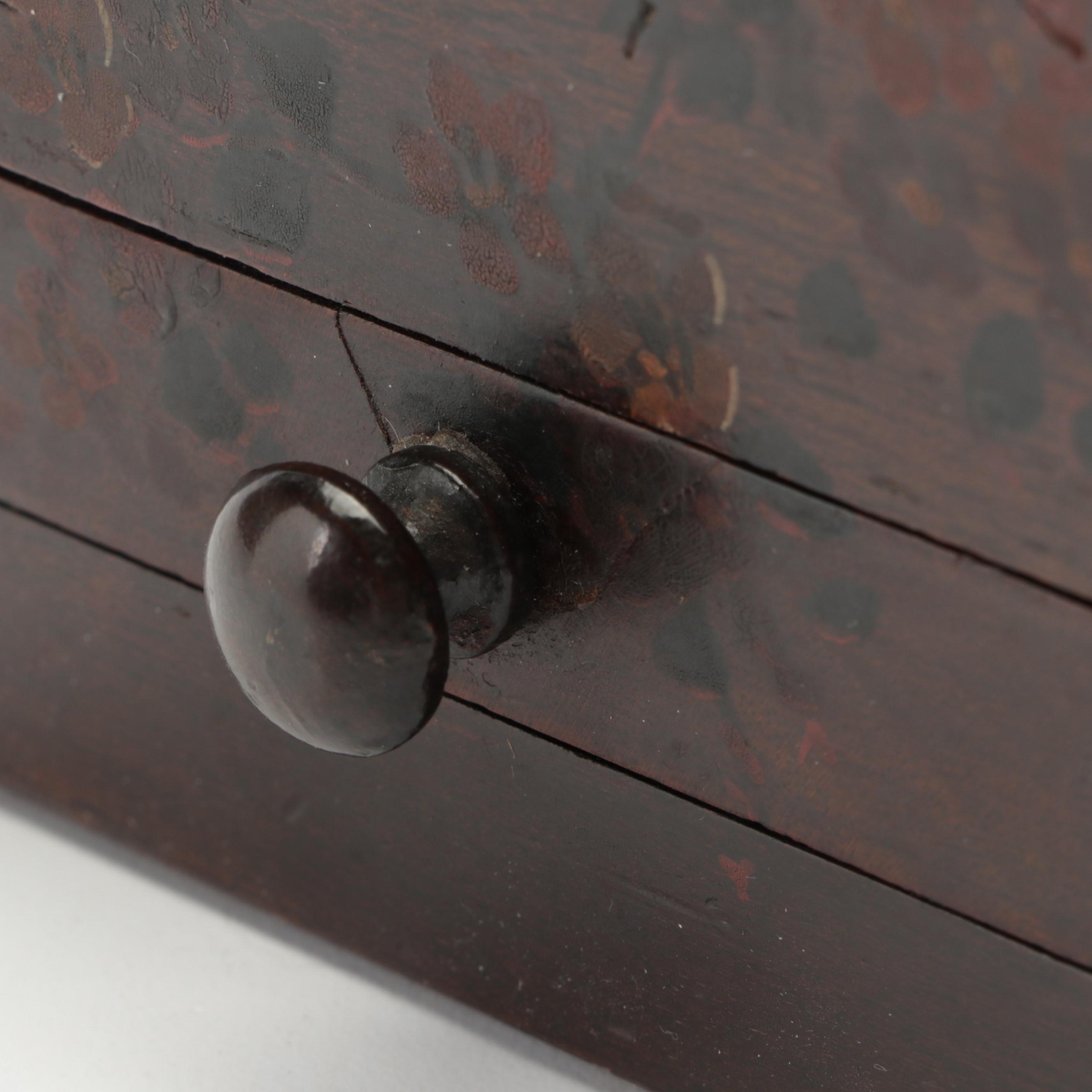 Paint Decorated Wood Cigarette Dispenser