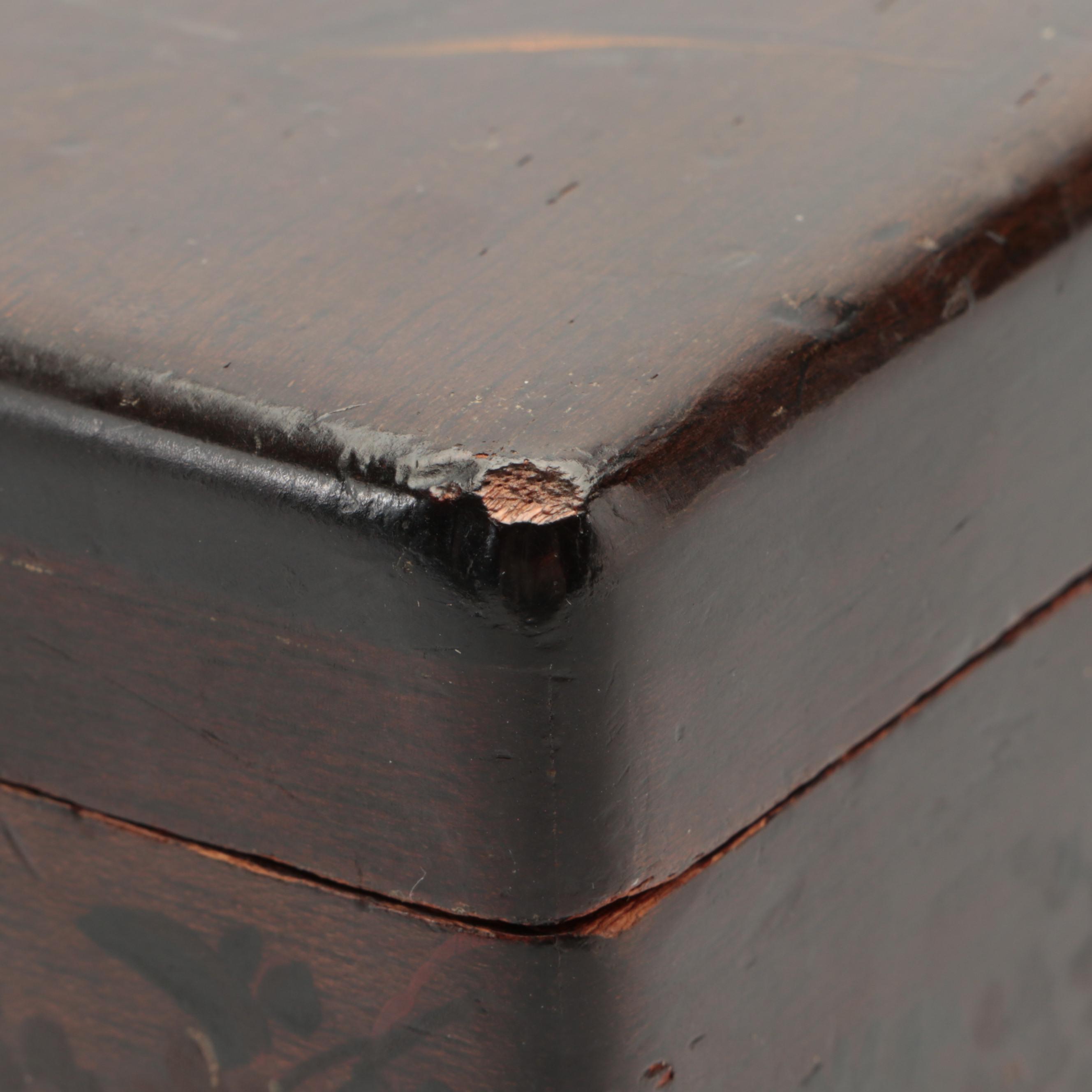 Paint Decorated Wood Cigarette Dispenser