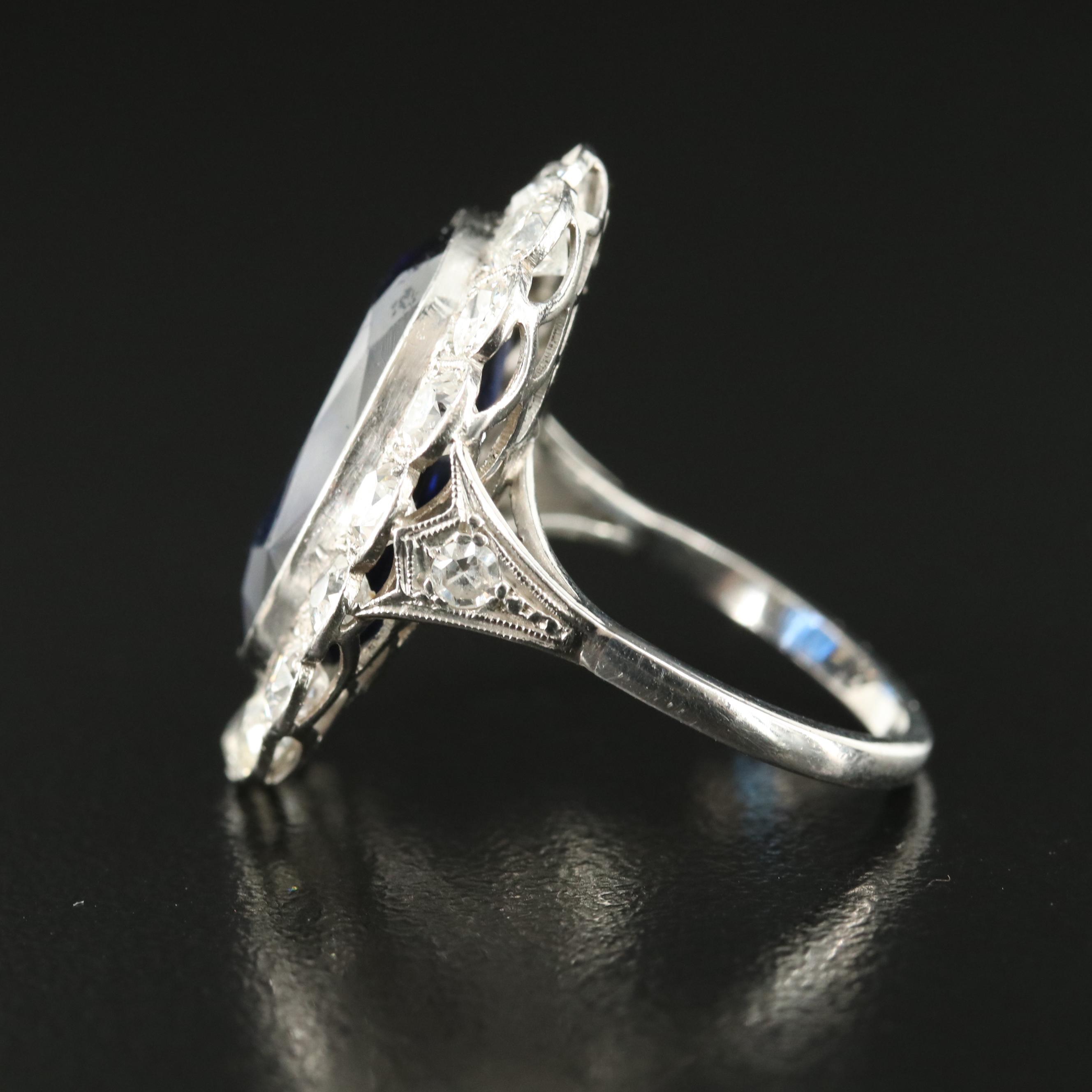 Edwardian Platinum Sapphire and 1.60 CTW Diamond Ring