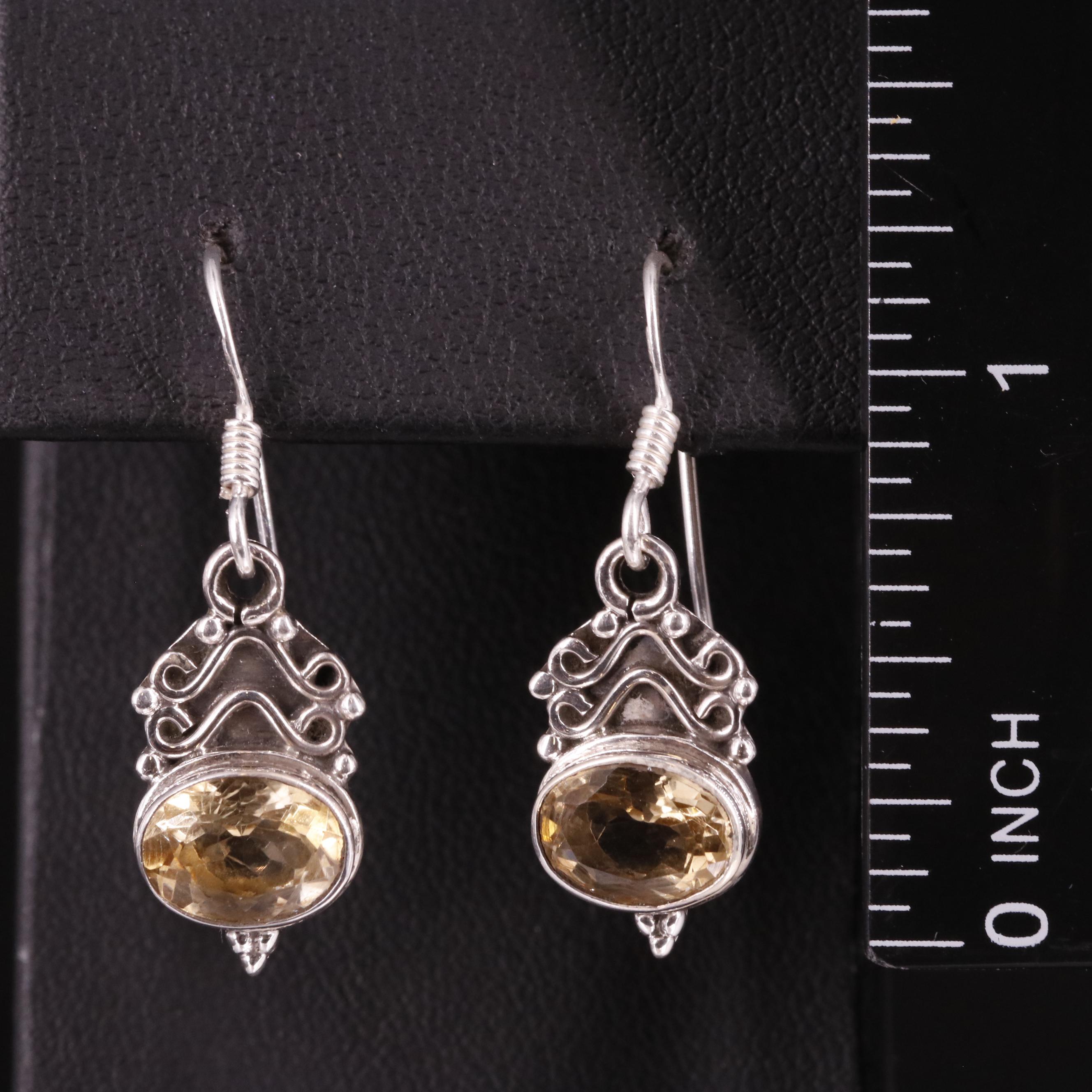 Sterling Citrine Drop Earrings
