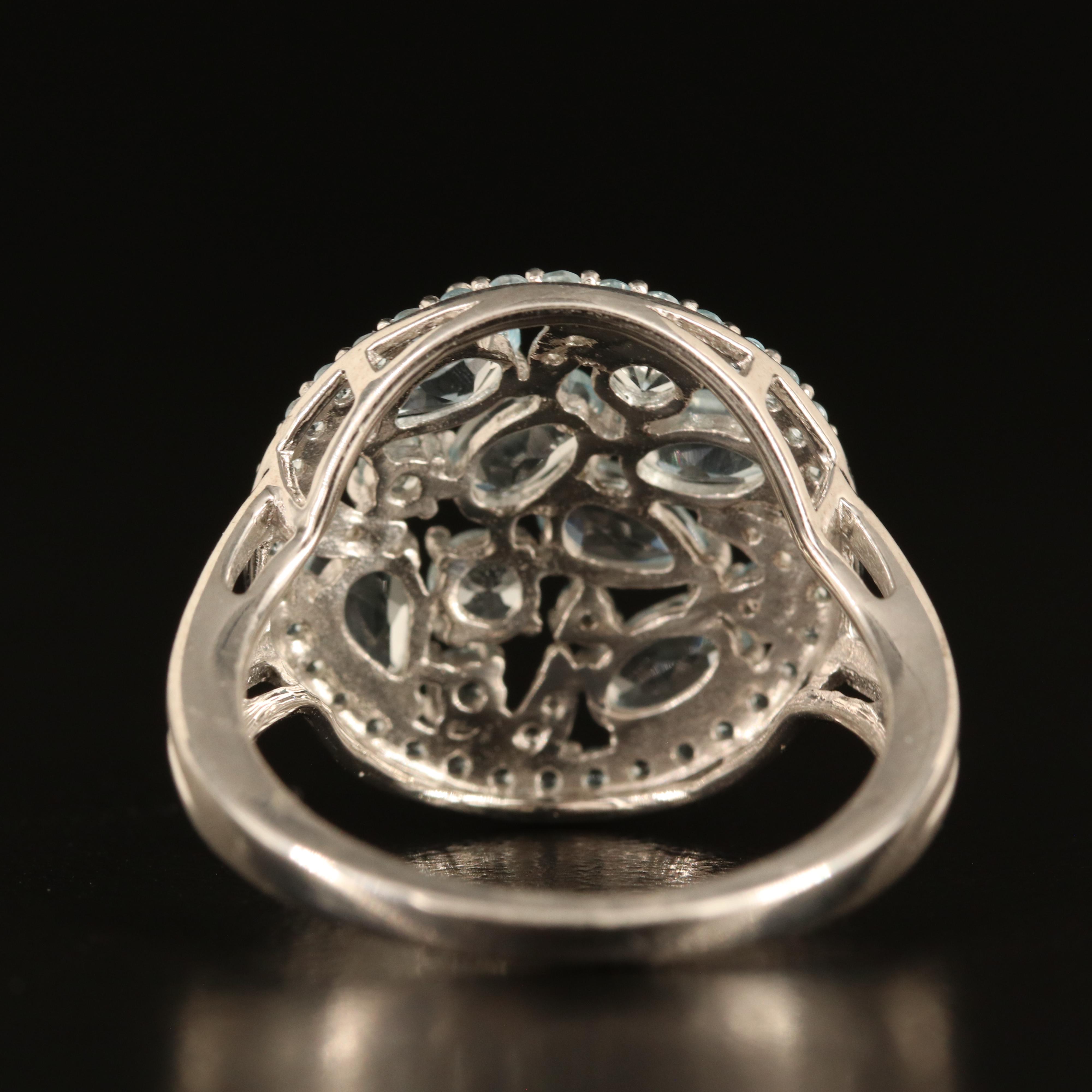 Sterling Sky Blue Topaz and White Sapphire Cluster Ring