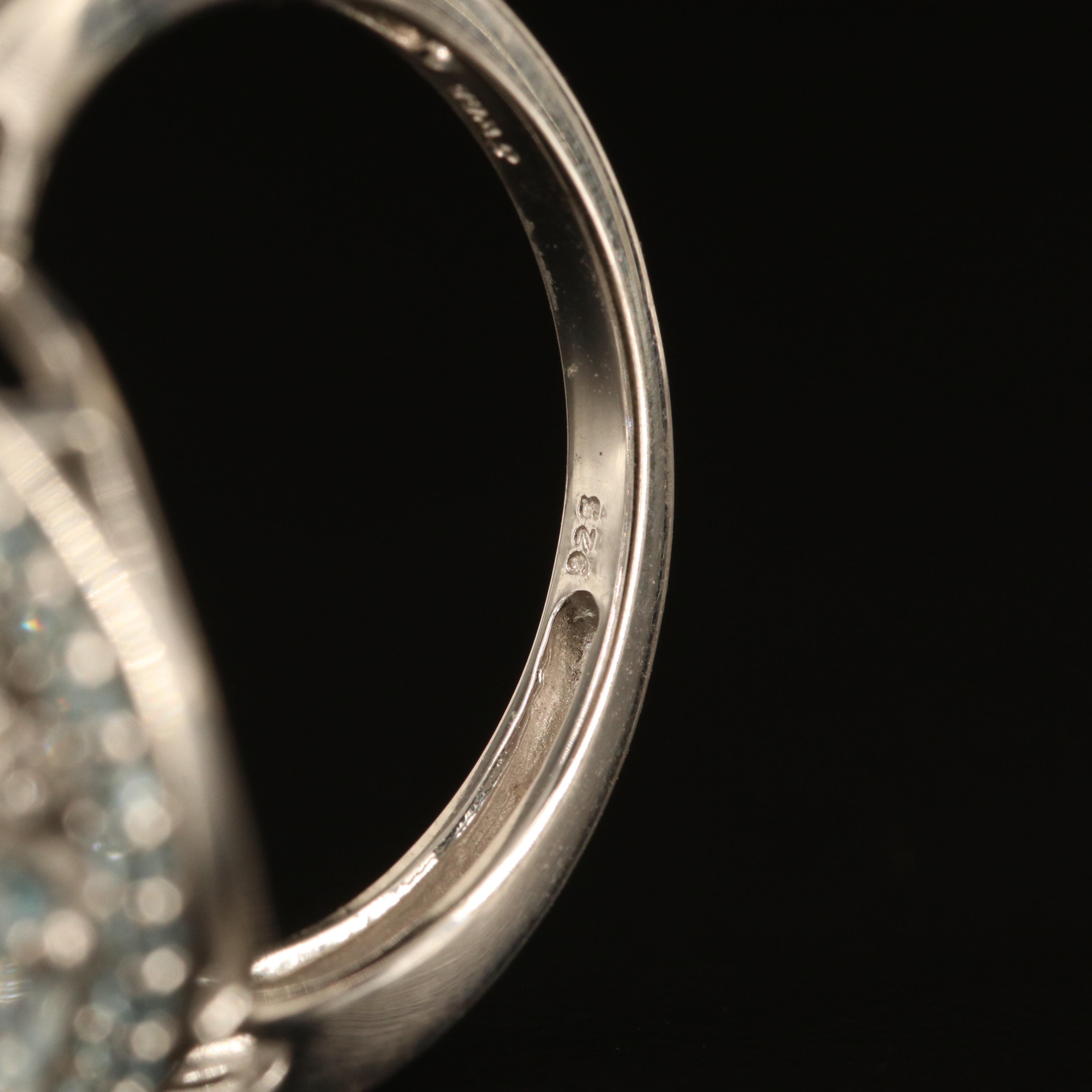 Sterling Sky Blue Topaz and White Sapphire Cluster Ring