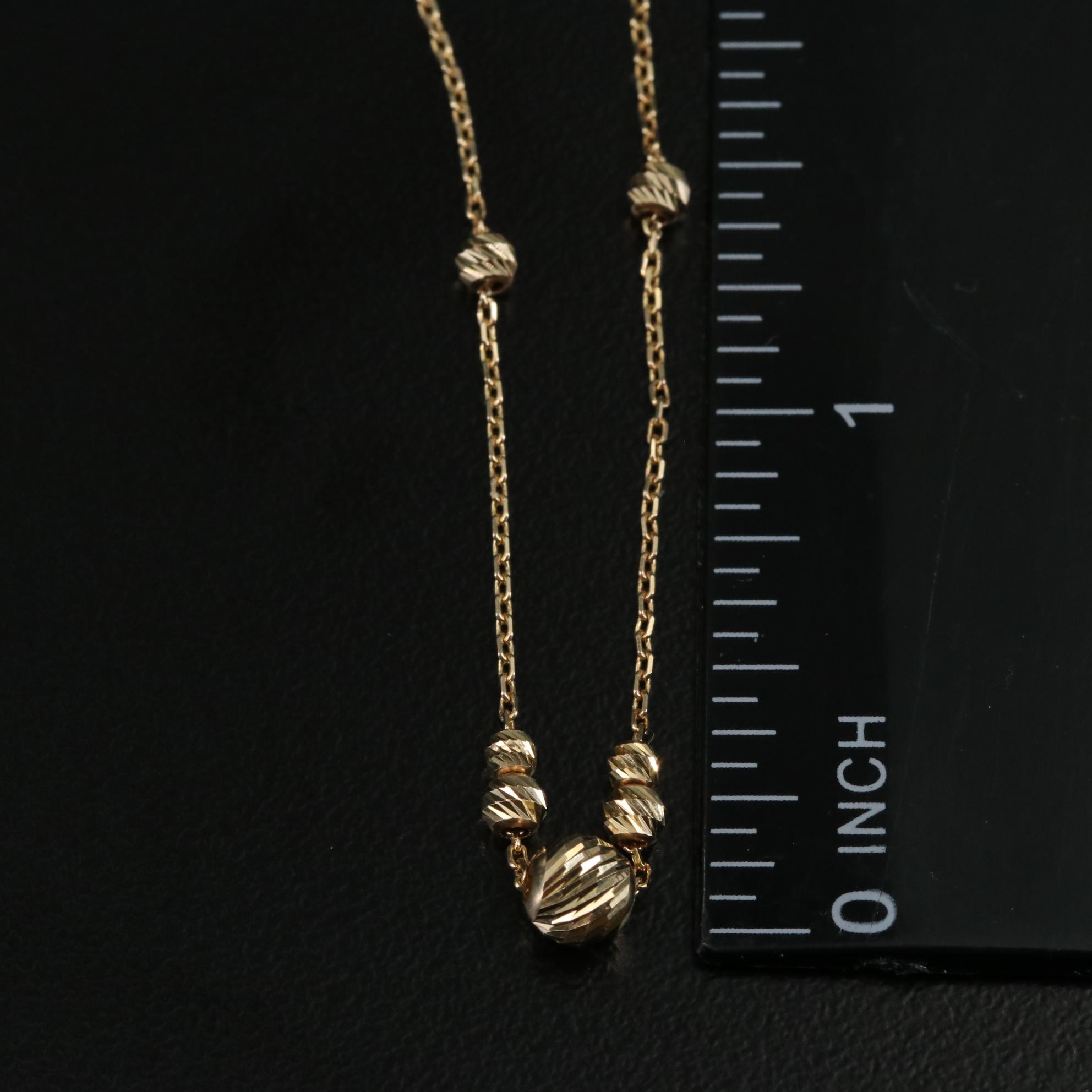 14K Stationary Twisted Round Balls Necklace
