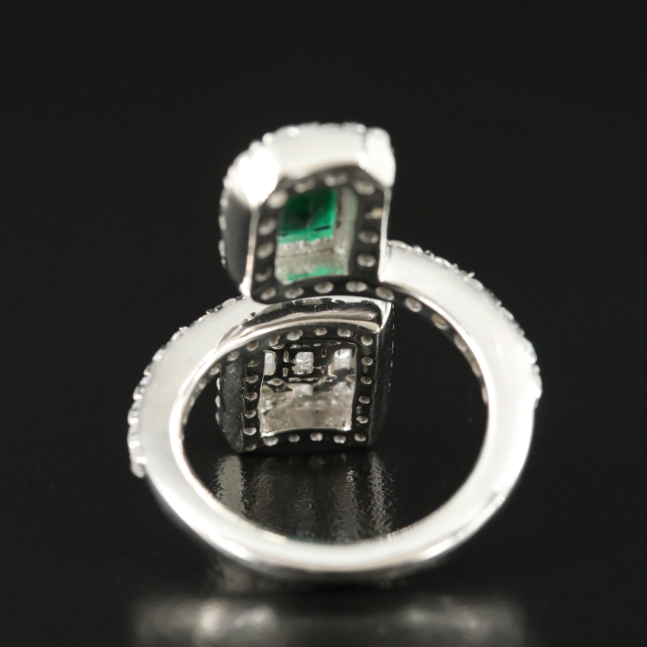 Sterling Glass and Cubic Zirconia Ring