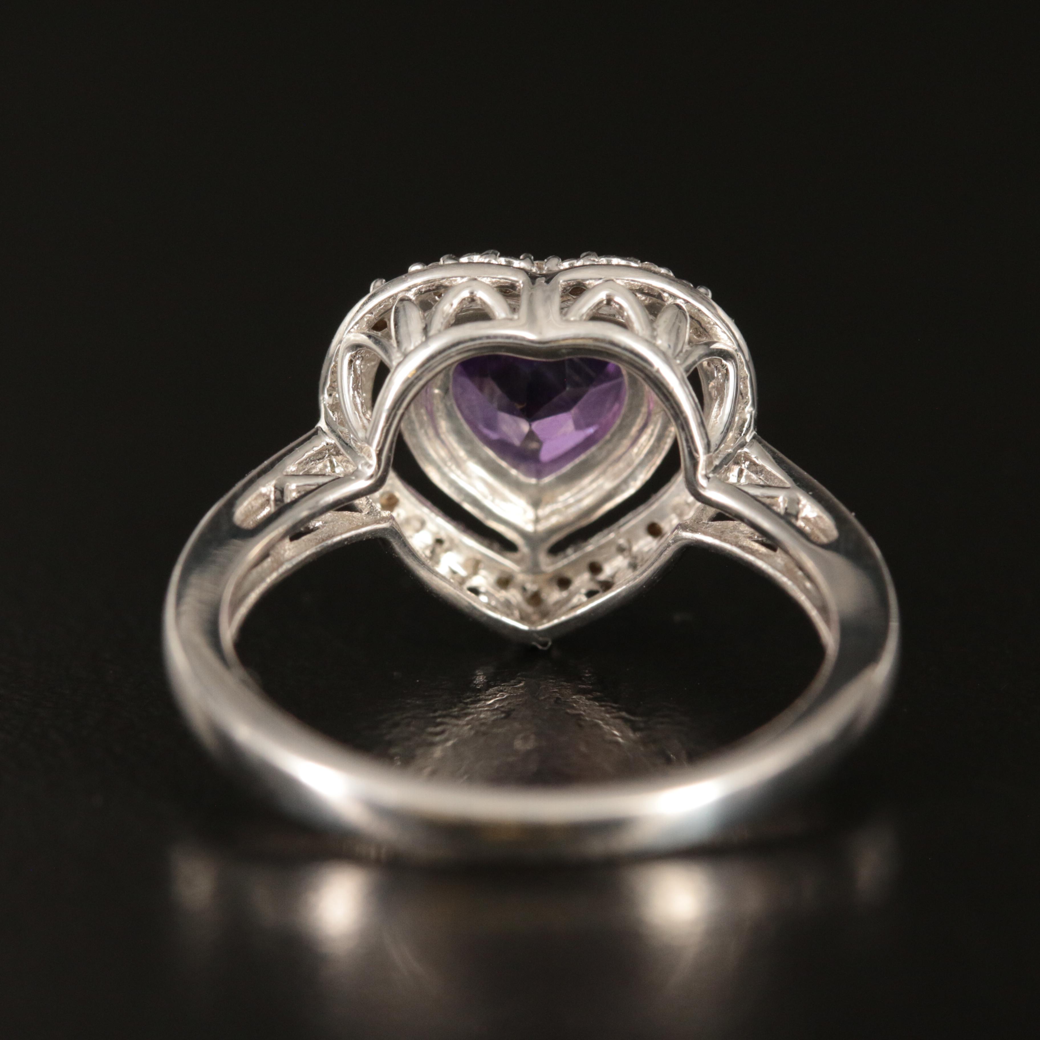 Sterling Amethyst and Sapphire Heart Ring