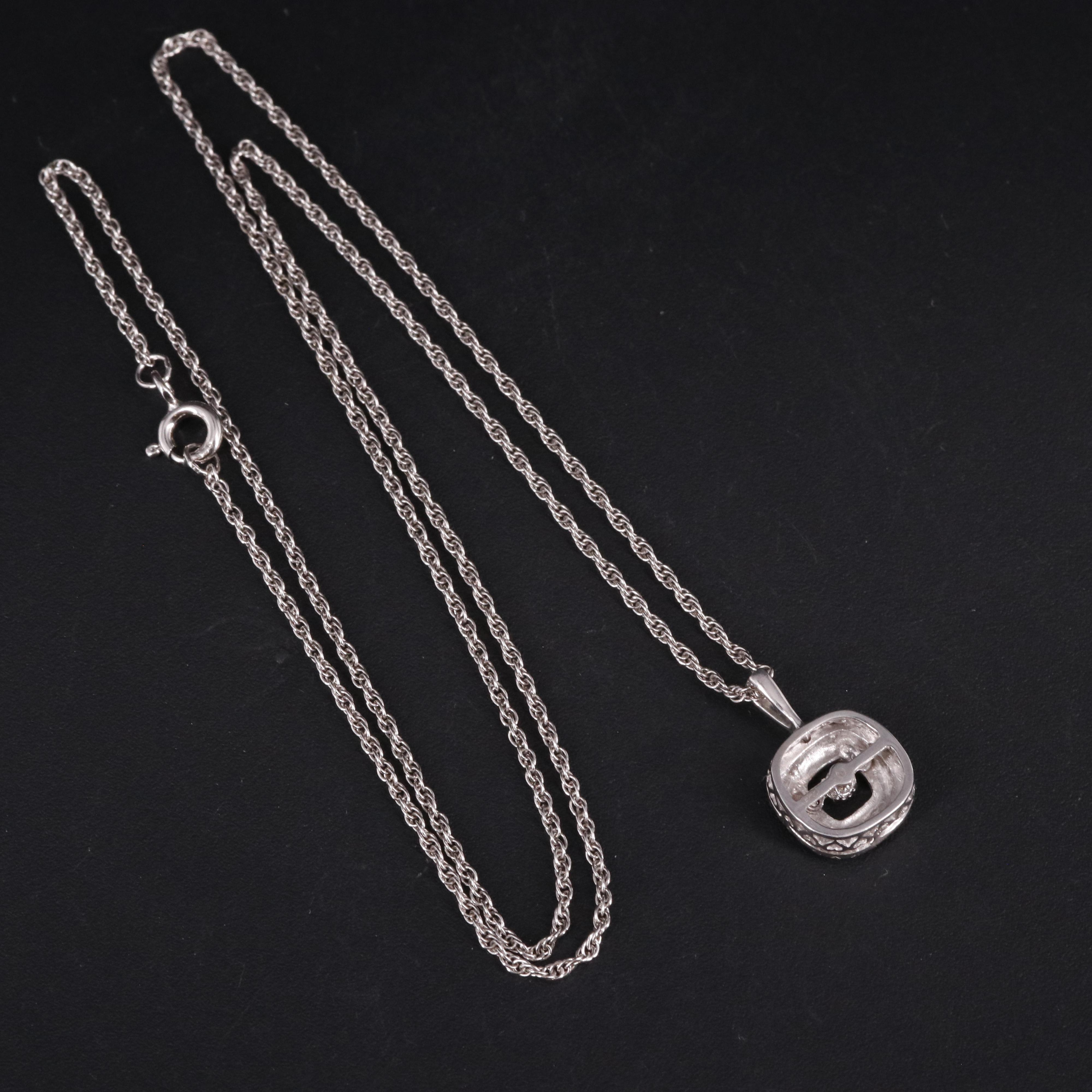 Sterling Diamond Pendant Necklace