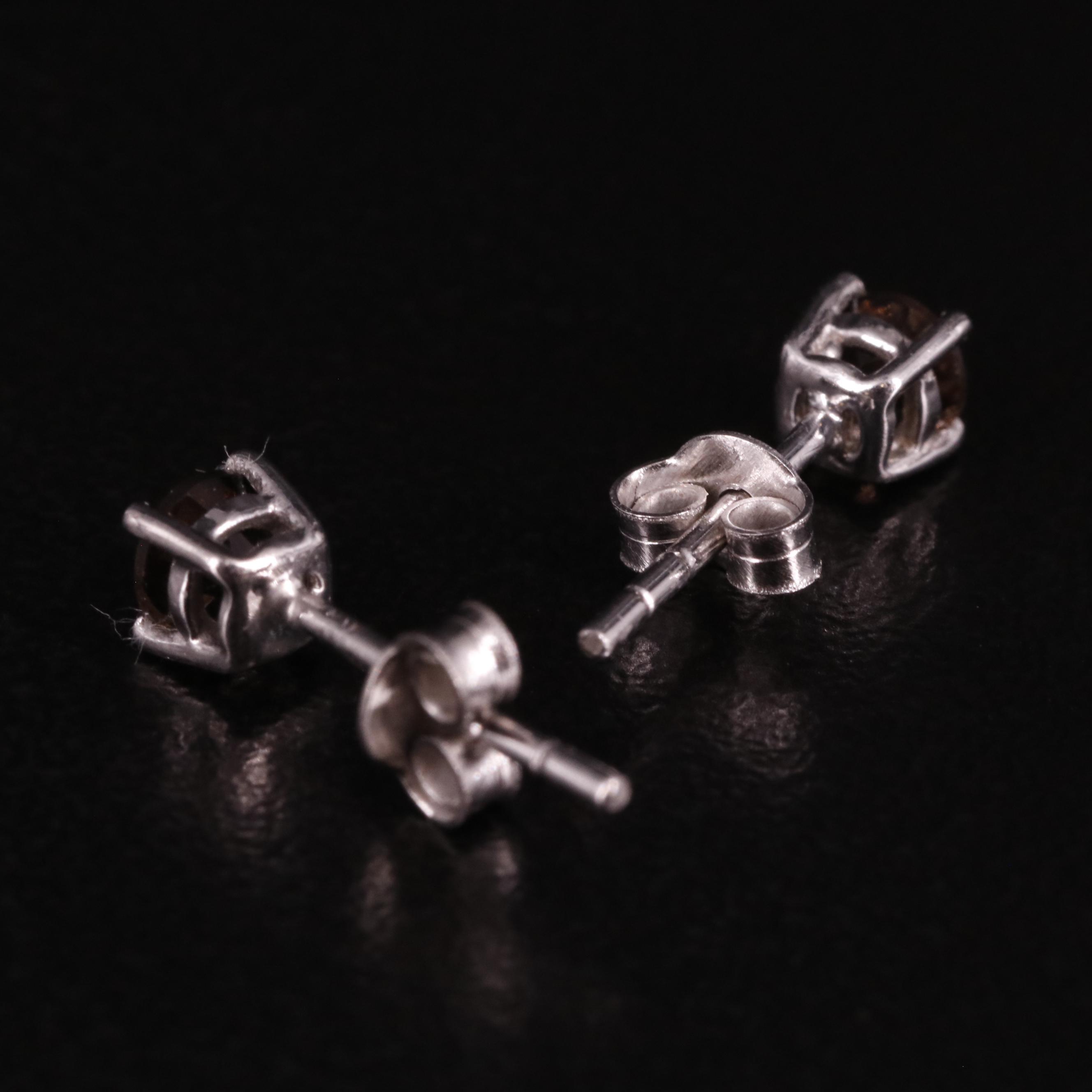 Sterling Smoky Quartz Stud Earrings